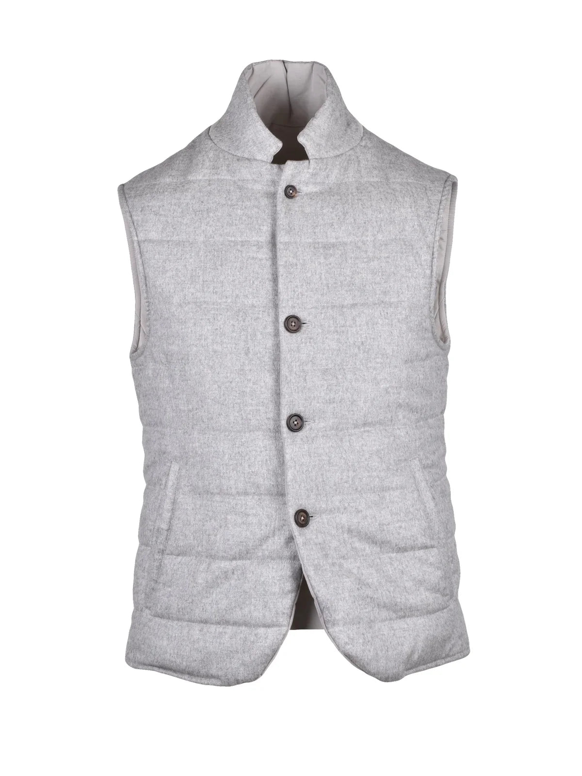 Eleventy Sleeveless Flannel, Silk and Cashmere Vest - Grey