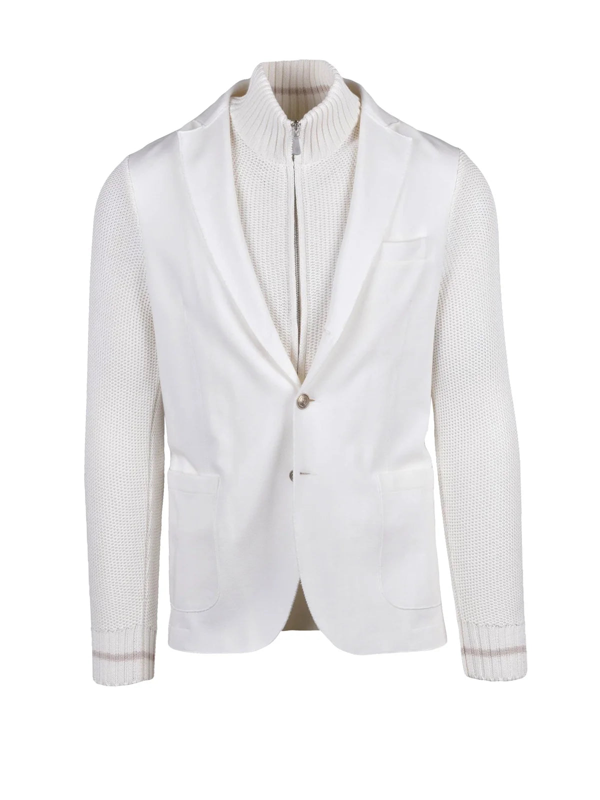 Eleventy Blazer in Cotone, Poliammide ed Elastan - Bianco
