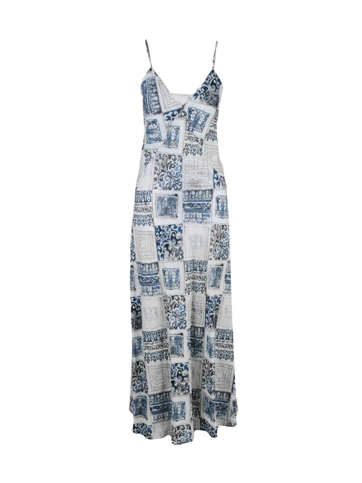 Eleventy Abito Lungo Svasato - Blu/Beige