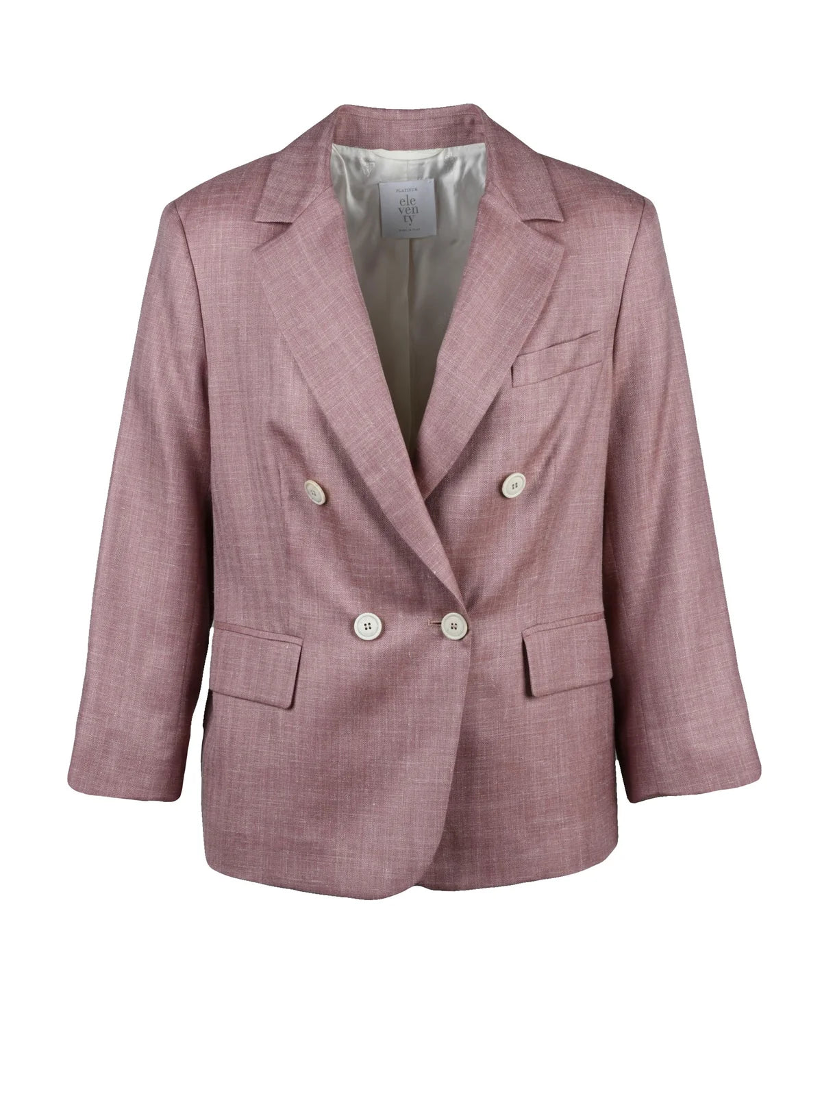 Eleventy Giacca Doppiopetto Lana, Seta e Lino - Rosa
