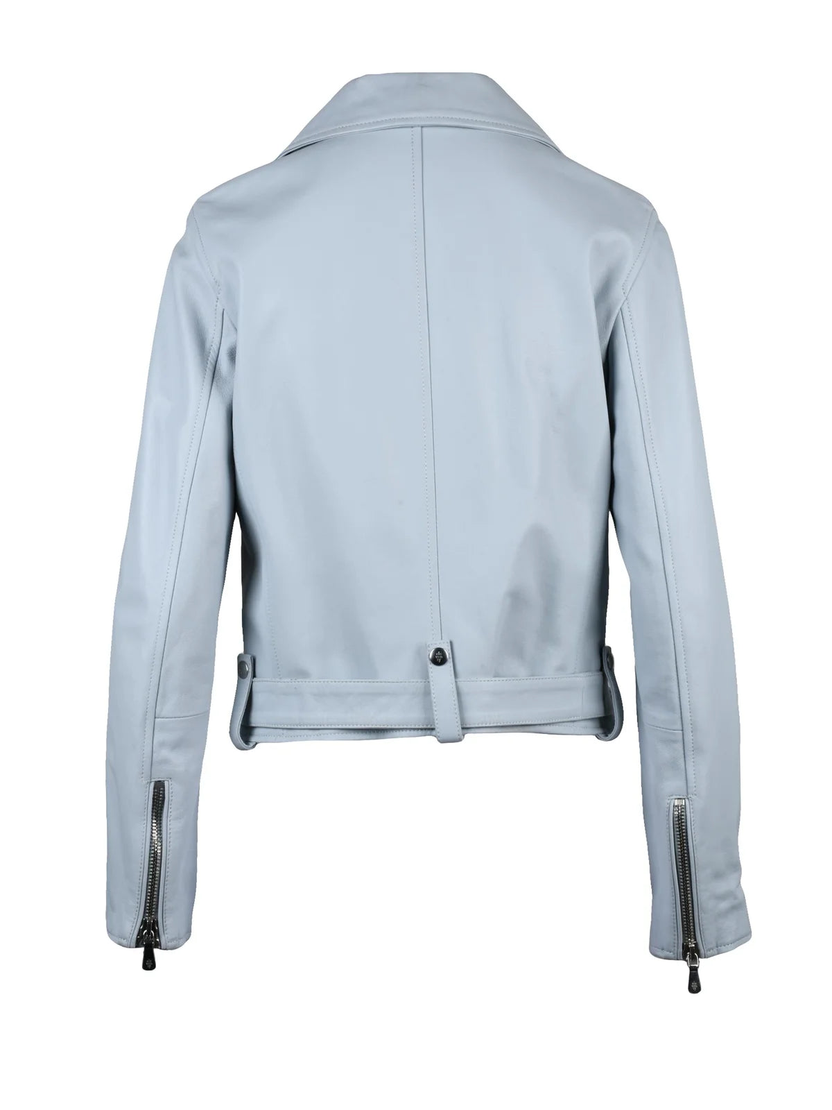 Eleventy Leather Biker Jacket - Light Blue