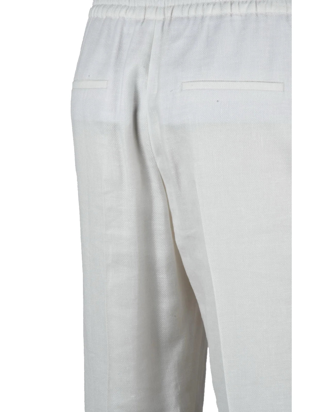 Eleventy Pantalone Chino in Lino, Lana e Seta - Bianco
