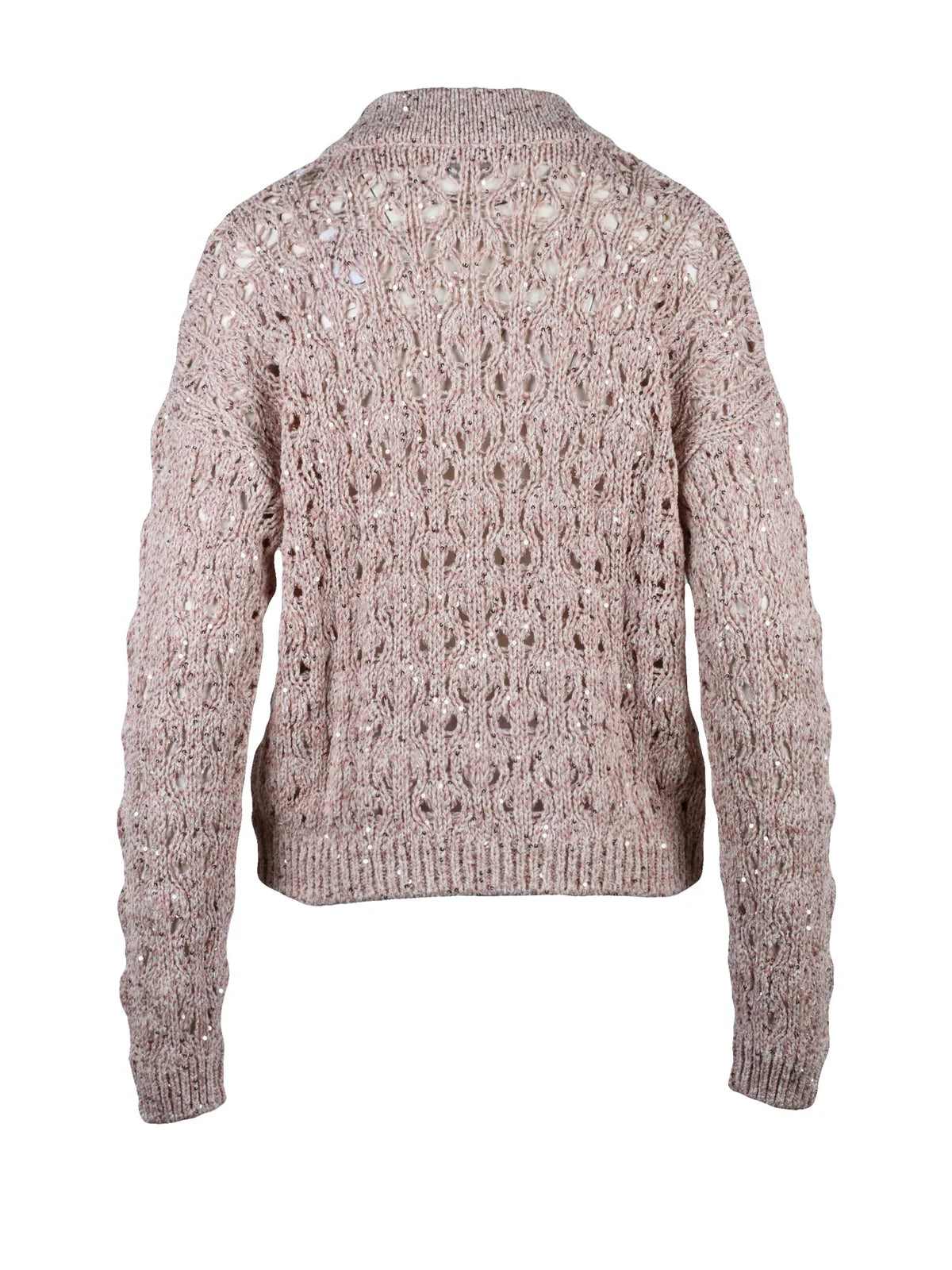 Eleventy Cardigan Zip Paillettes Cotone - Rosa