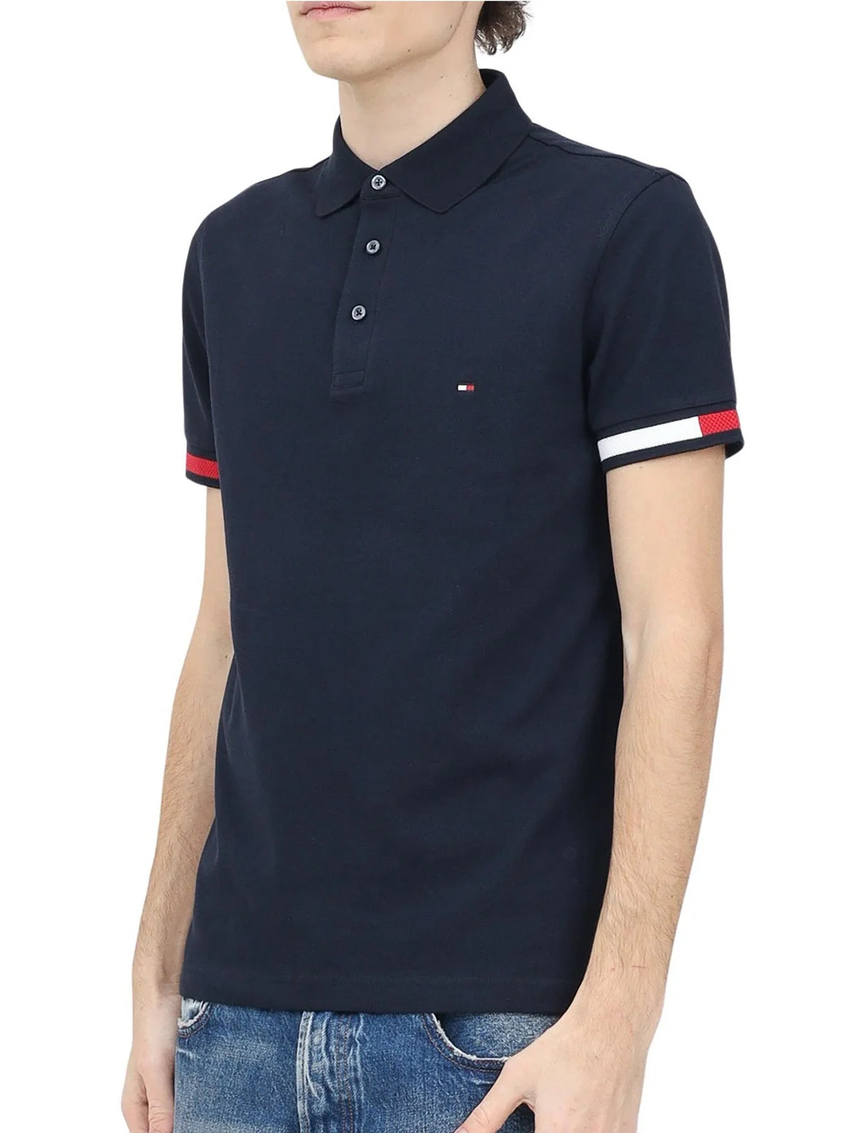 Tommy Hilfiger Polo Cotone Stretch - Blu