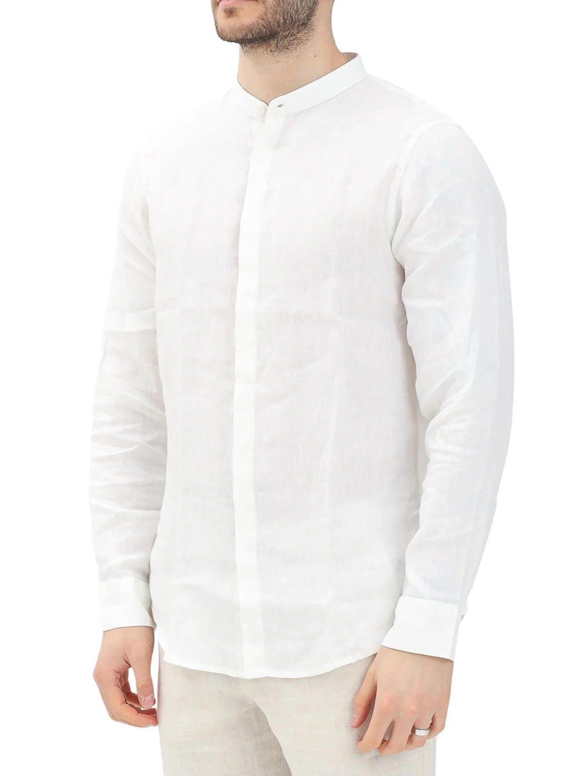 Armani Exchange Camicia in Lino - Bianco