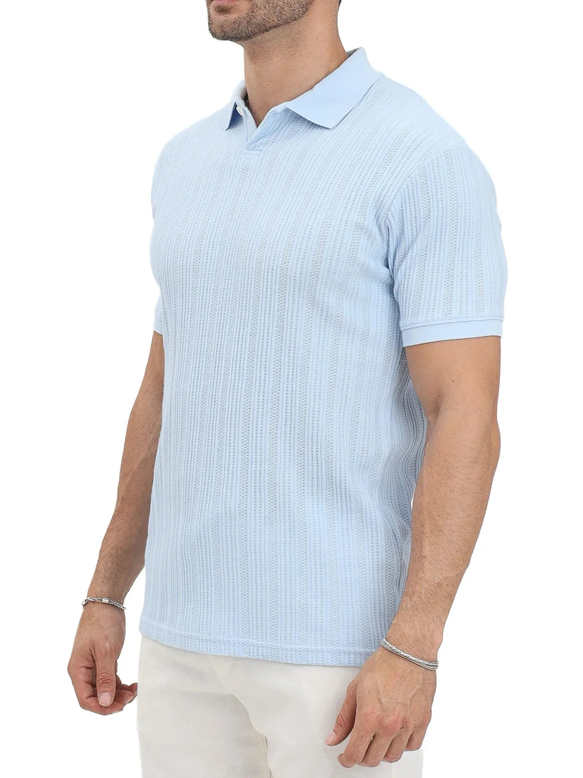 Selected Knitted Polo Shirt - Sky Blue