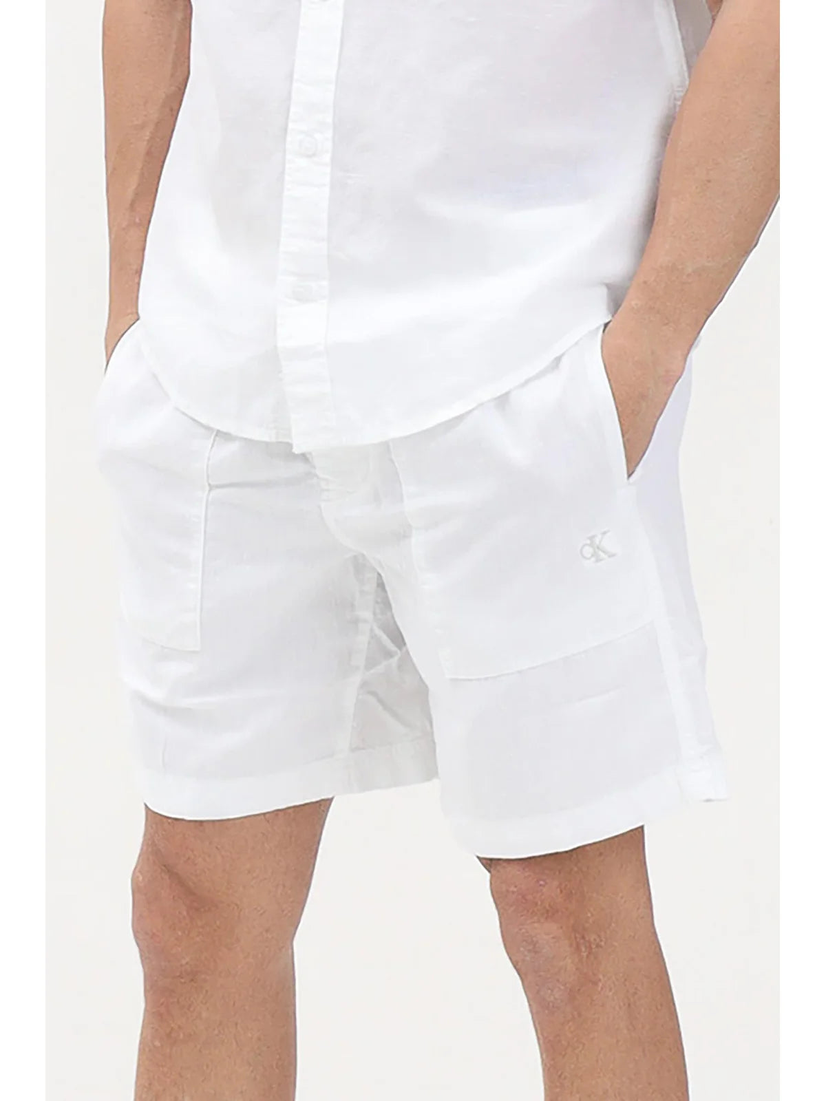 Calvin Klein Jeans Bermuda Lino e Cotone - Bianco