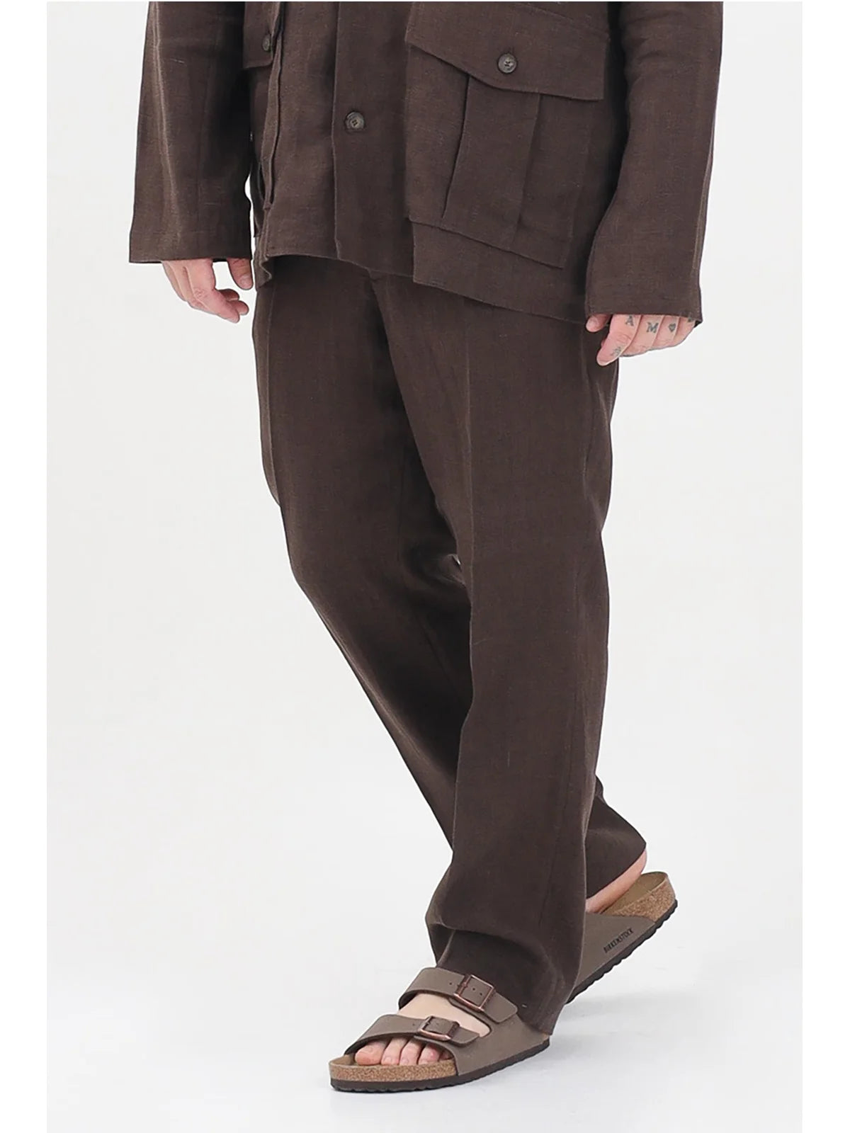 I M Brian Pantaloni Lino - Marrone