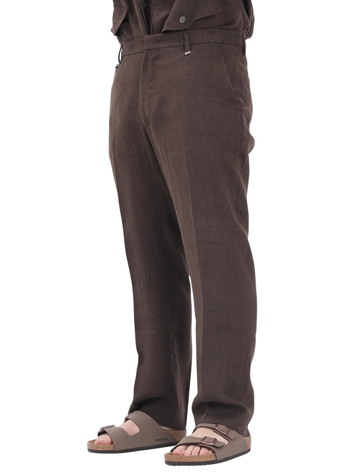 I M Brian Pantaloni Lino - Marrone