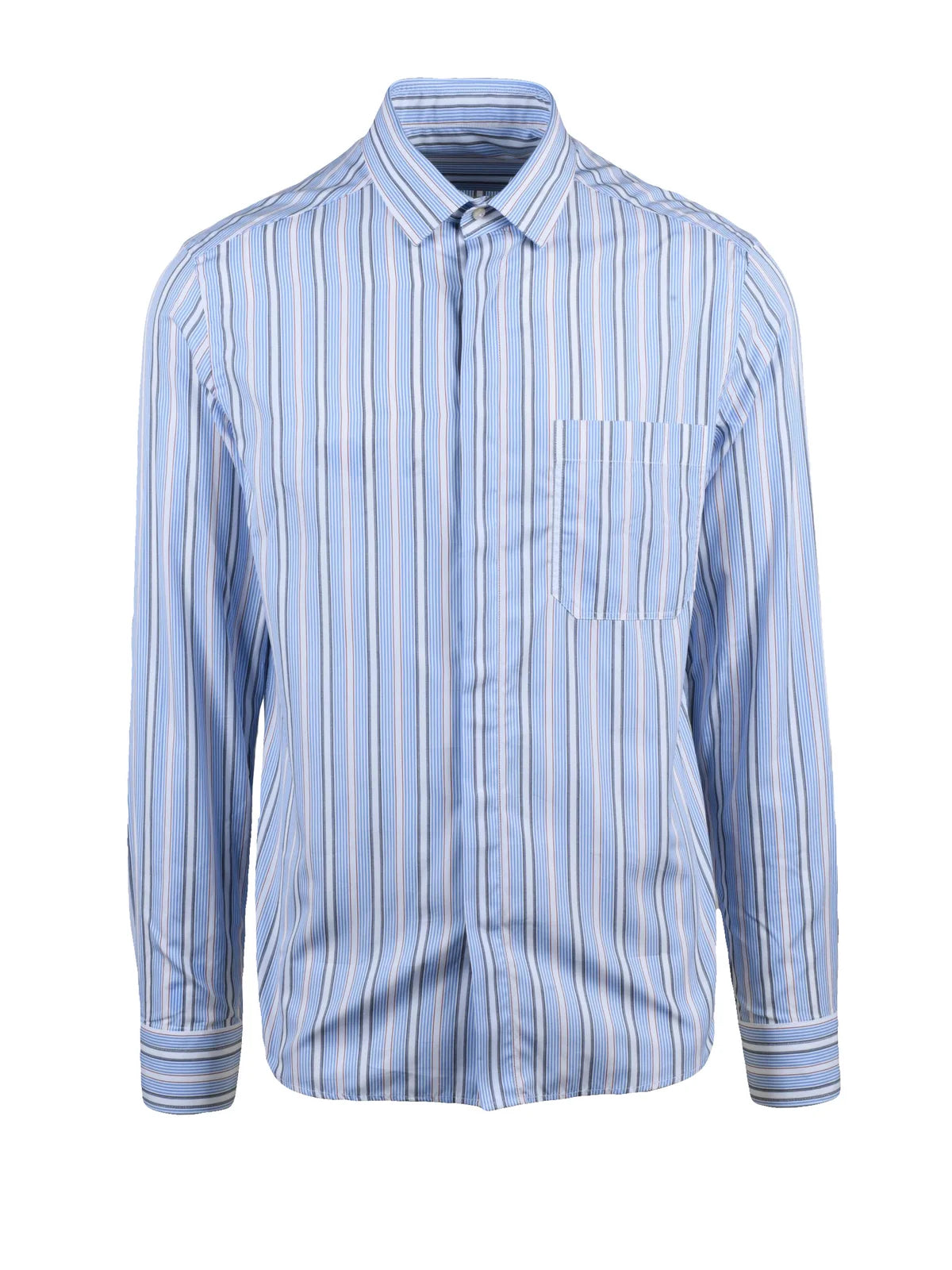 Deuxieme Camicia Cotone - Azzurro/Rosso