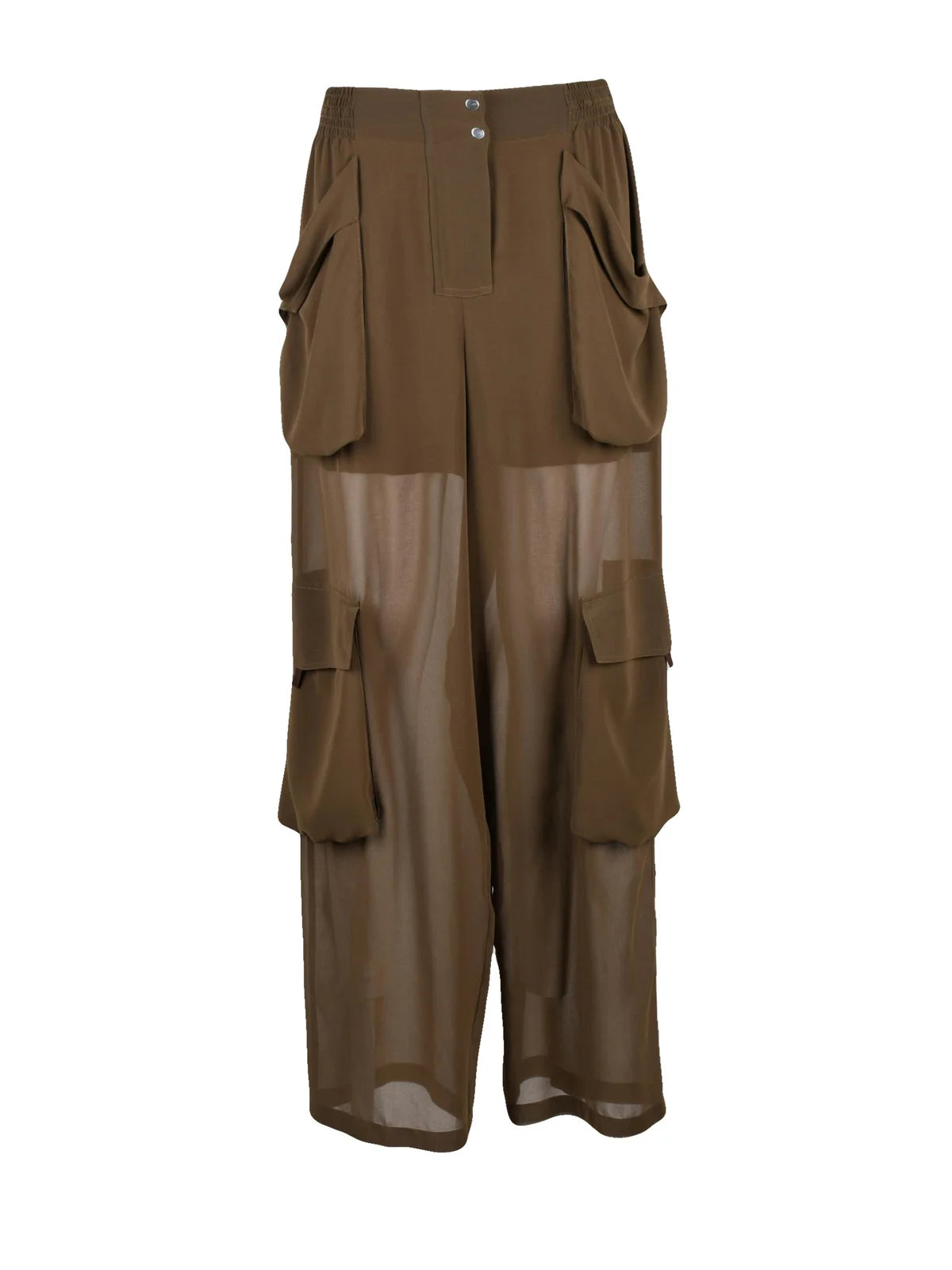 Pinko Pantaloni Sottocasa in Voile - Olive Green