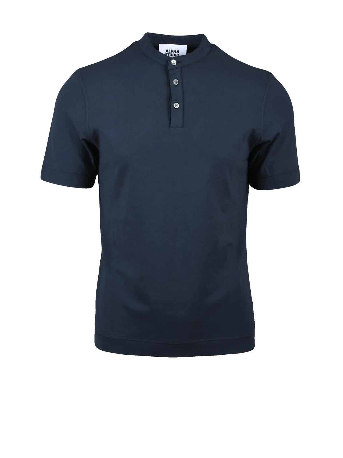 Alpha Studio T-shirt Serafino Cotone/Elastan - Blu Notte