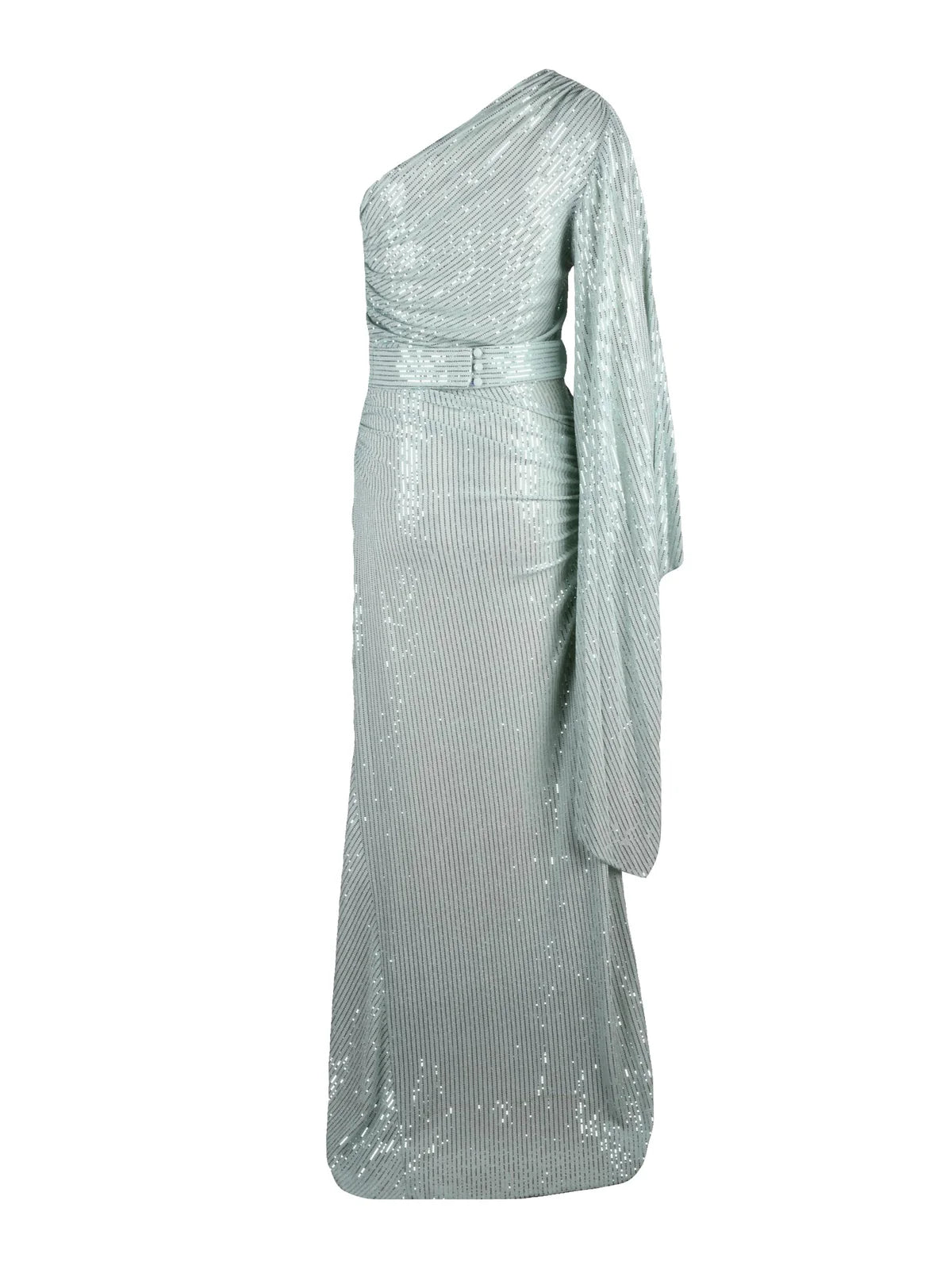 My Angels Abito Monospalla Paillettes - Verde Acqua