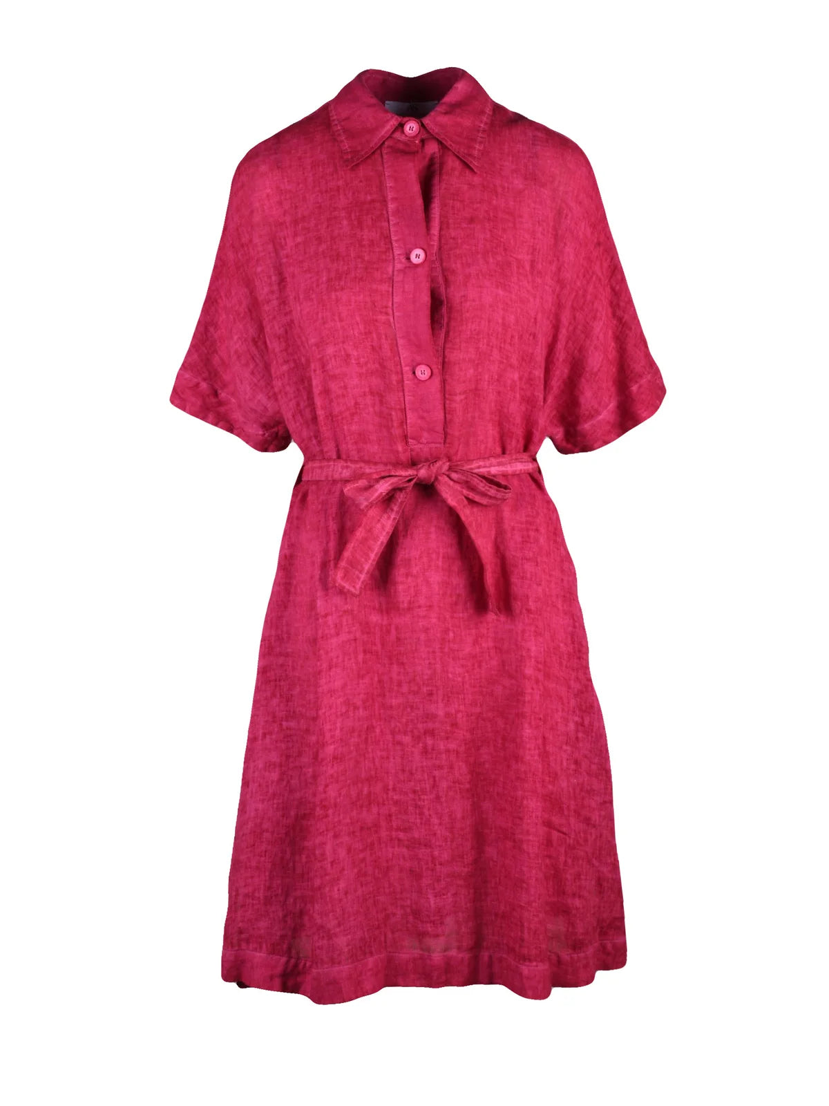 Anna Seravalli Abito Chemisiere Lino - Fucsia