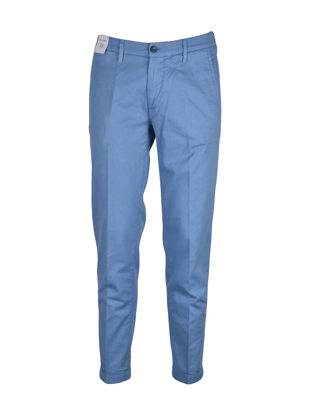 Re-hash Pantalone Blu Lino Cotone Stretch