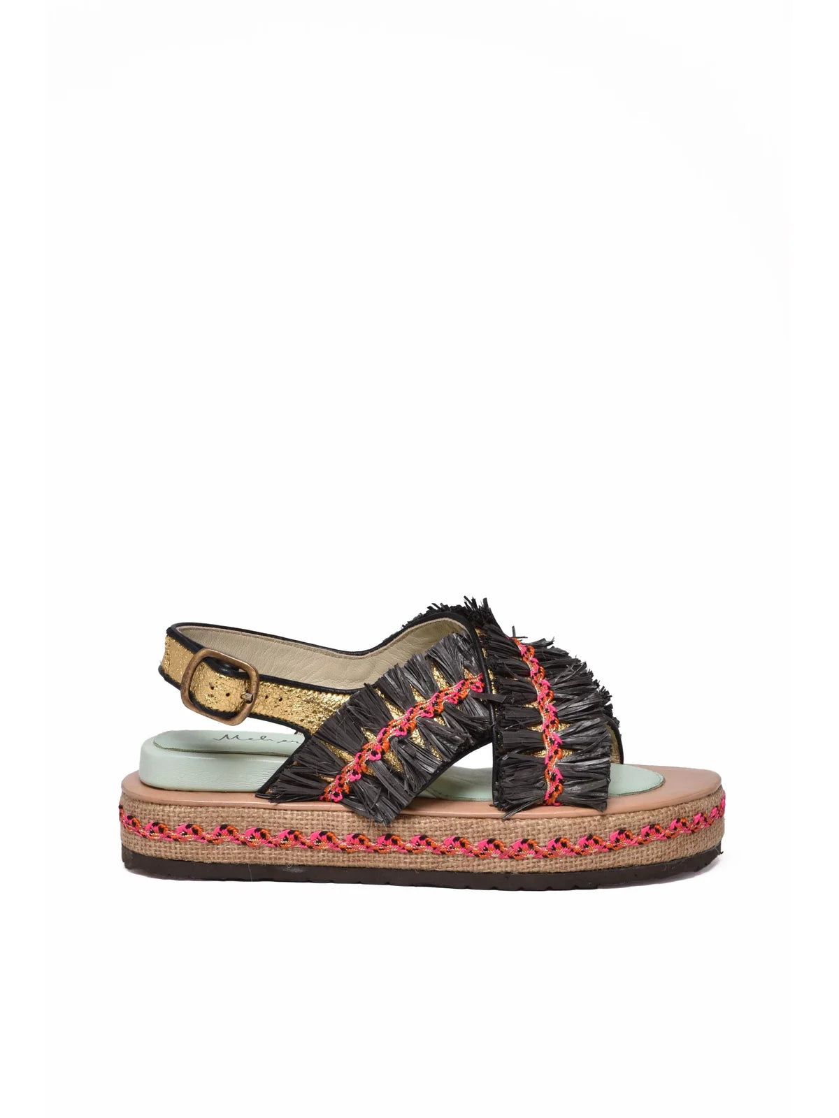 Meher Kakalia Ponza Liku Block Sandal - Black/Gold