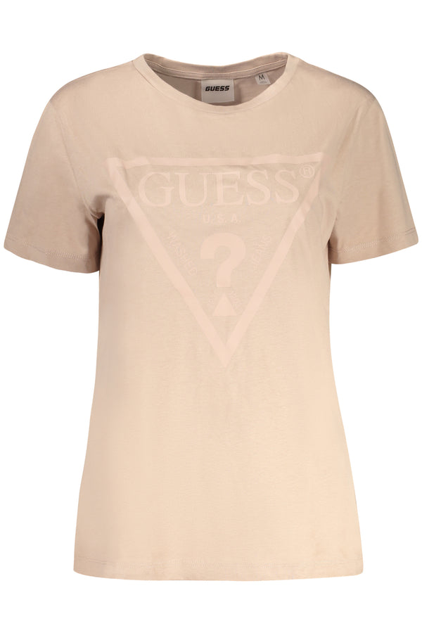 GUESS JEANS T-SHIRT MANICHE CORTE DONNA BEIGE