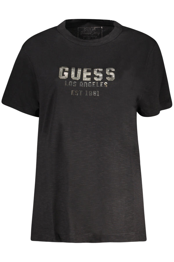 GUESS JEANS T-SHIRT MANICHE CORTE DONNA NERO