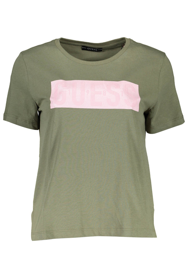 GUESS JEANS T-SHIRT MANICHE CORTE DONNA VERDE