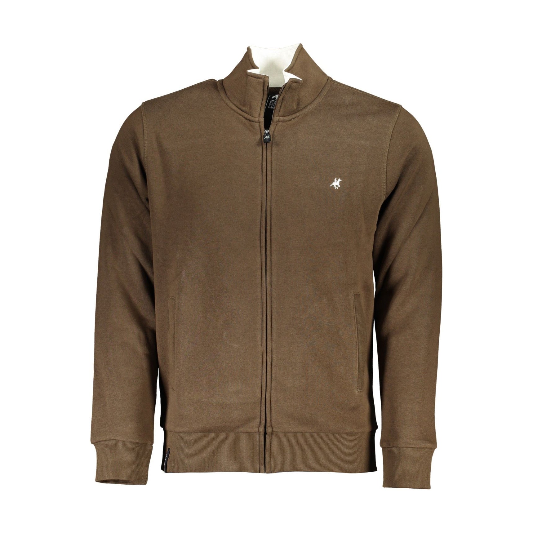 US GRAND POLO MEN'S BROWN ZIP-UP SWEATSHIRT