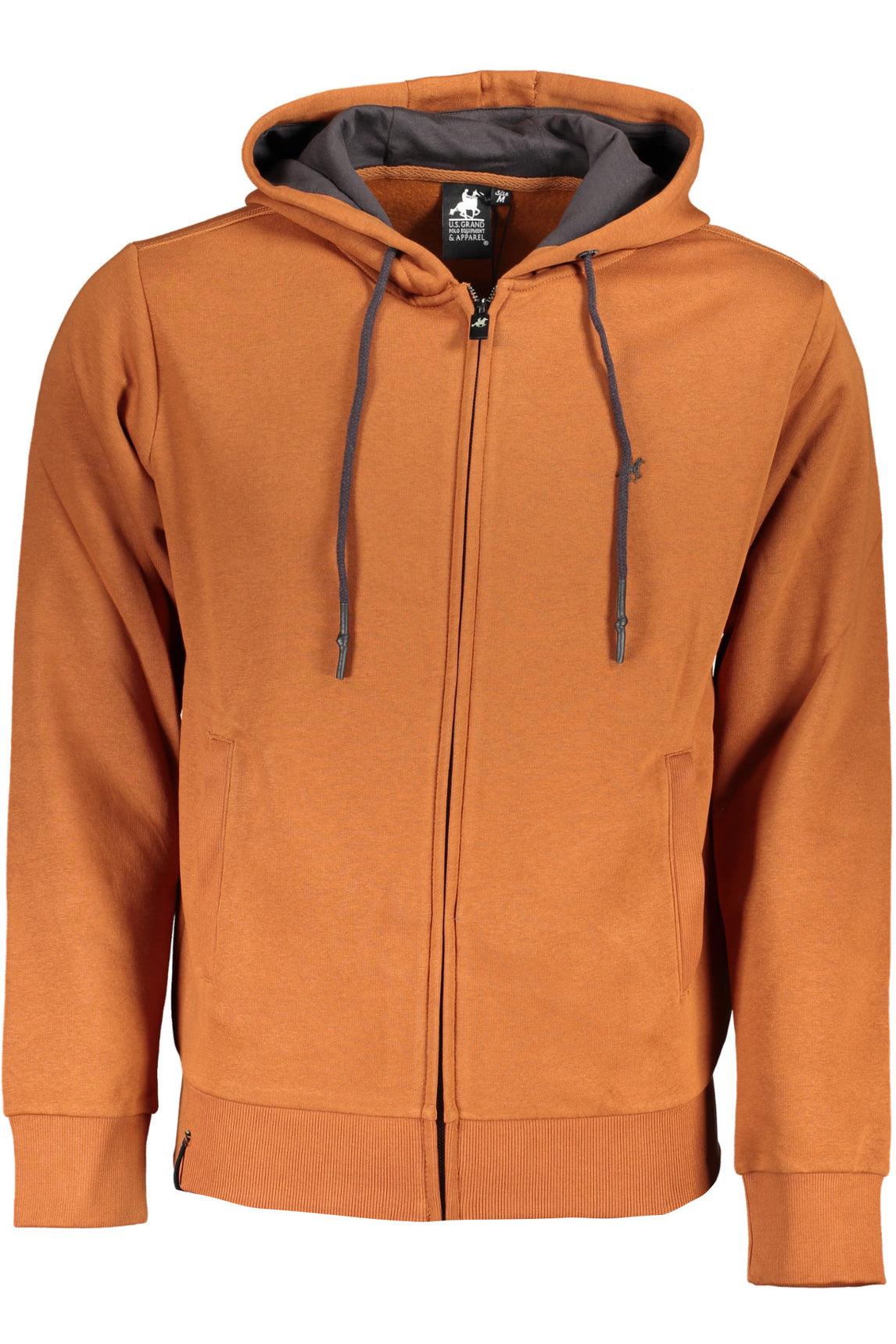 US GRAND POLO MEN'S BROWN ZIP-UP SWEATSHIRT