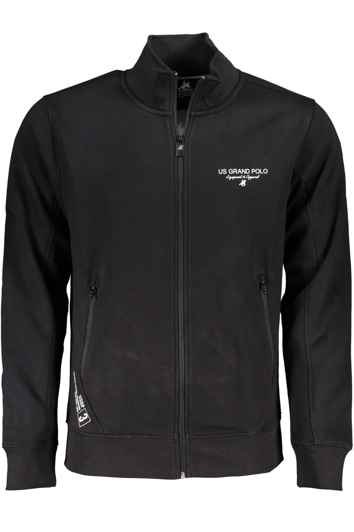 US GRAND POLO MEN'S BLACK ZIP-UP SWEATSHIRT