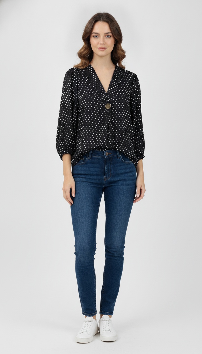 Blusa in Satin Nero