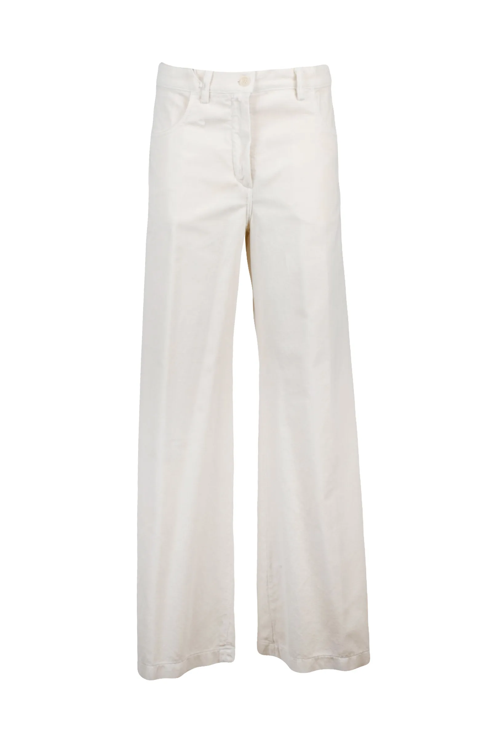 Pantalone in Velluto Bianco