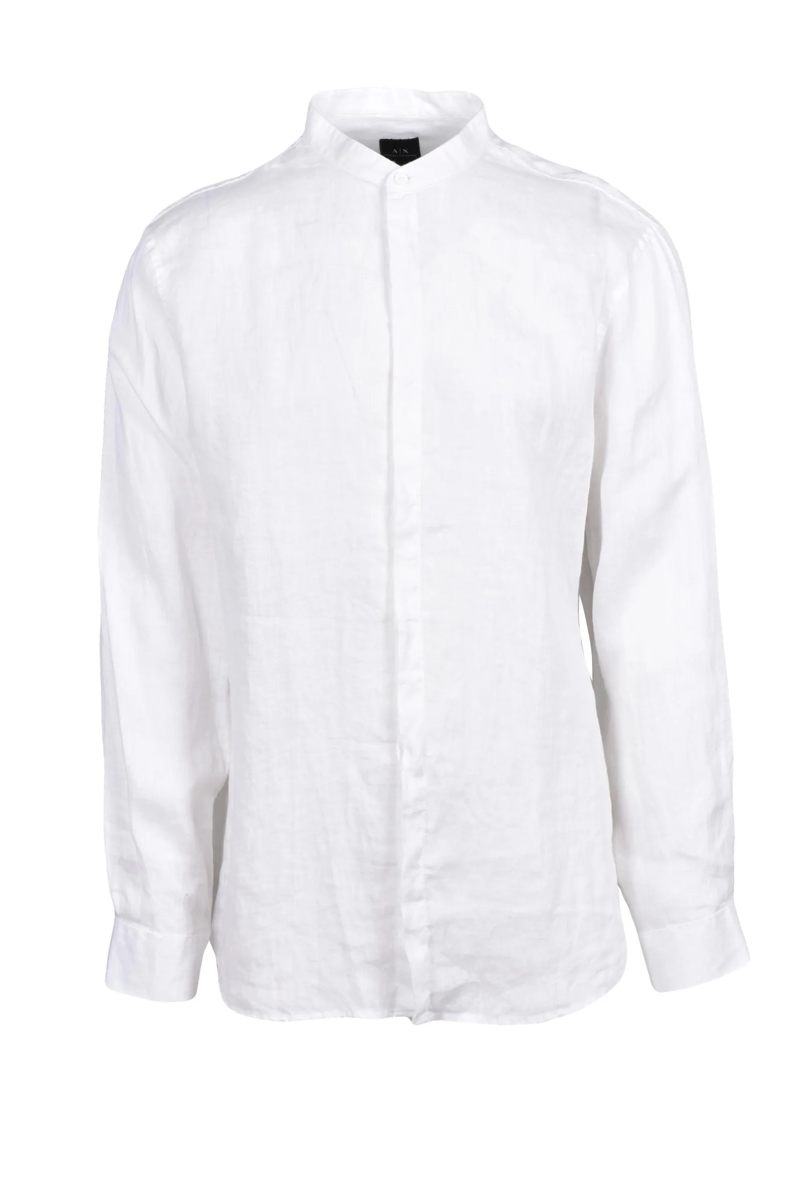 Camicia Collo Coreana Lino Garzato Bianco