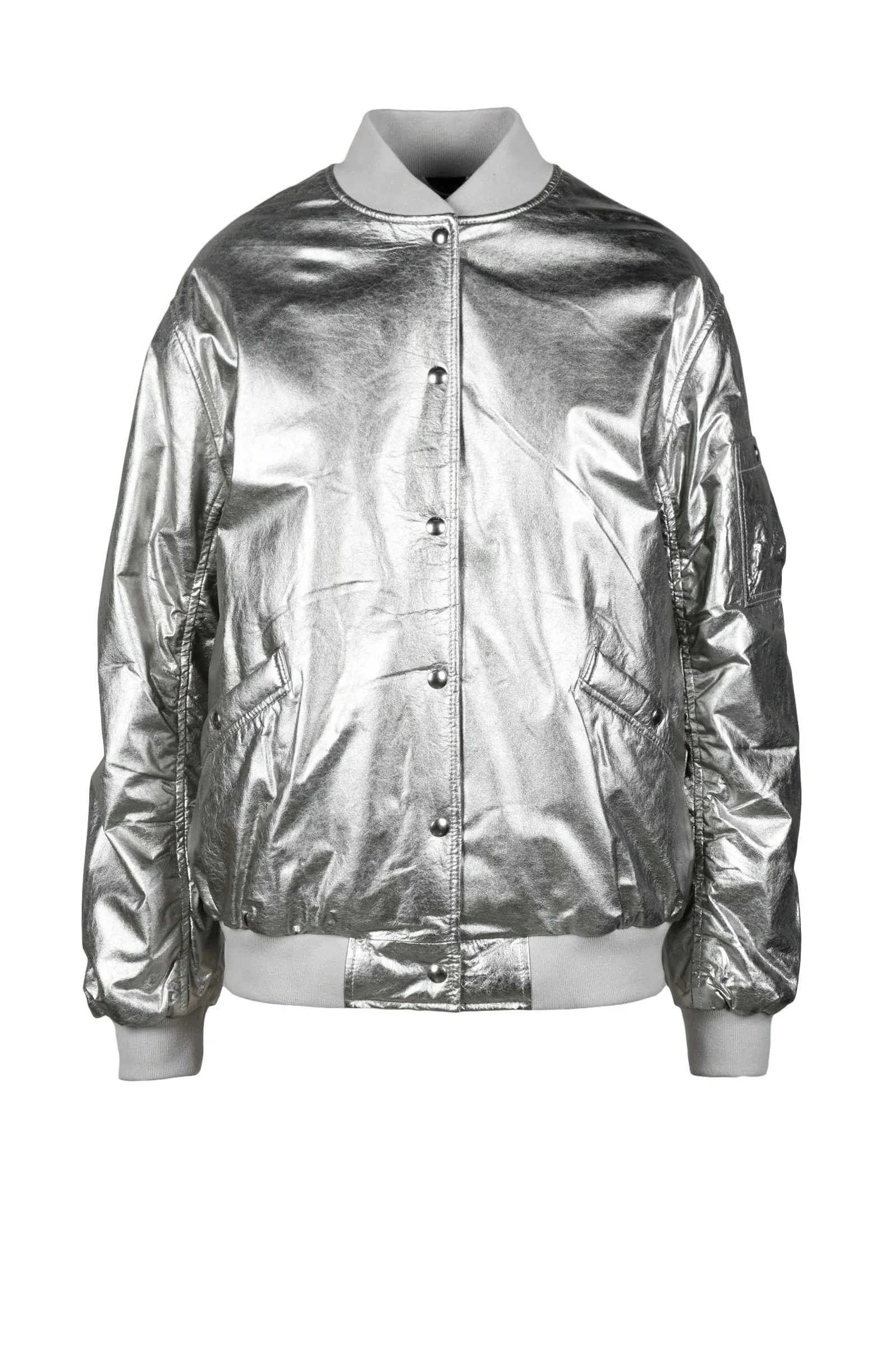 Giacca Bomber in Pelle Argento