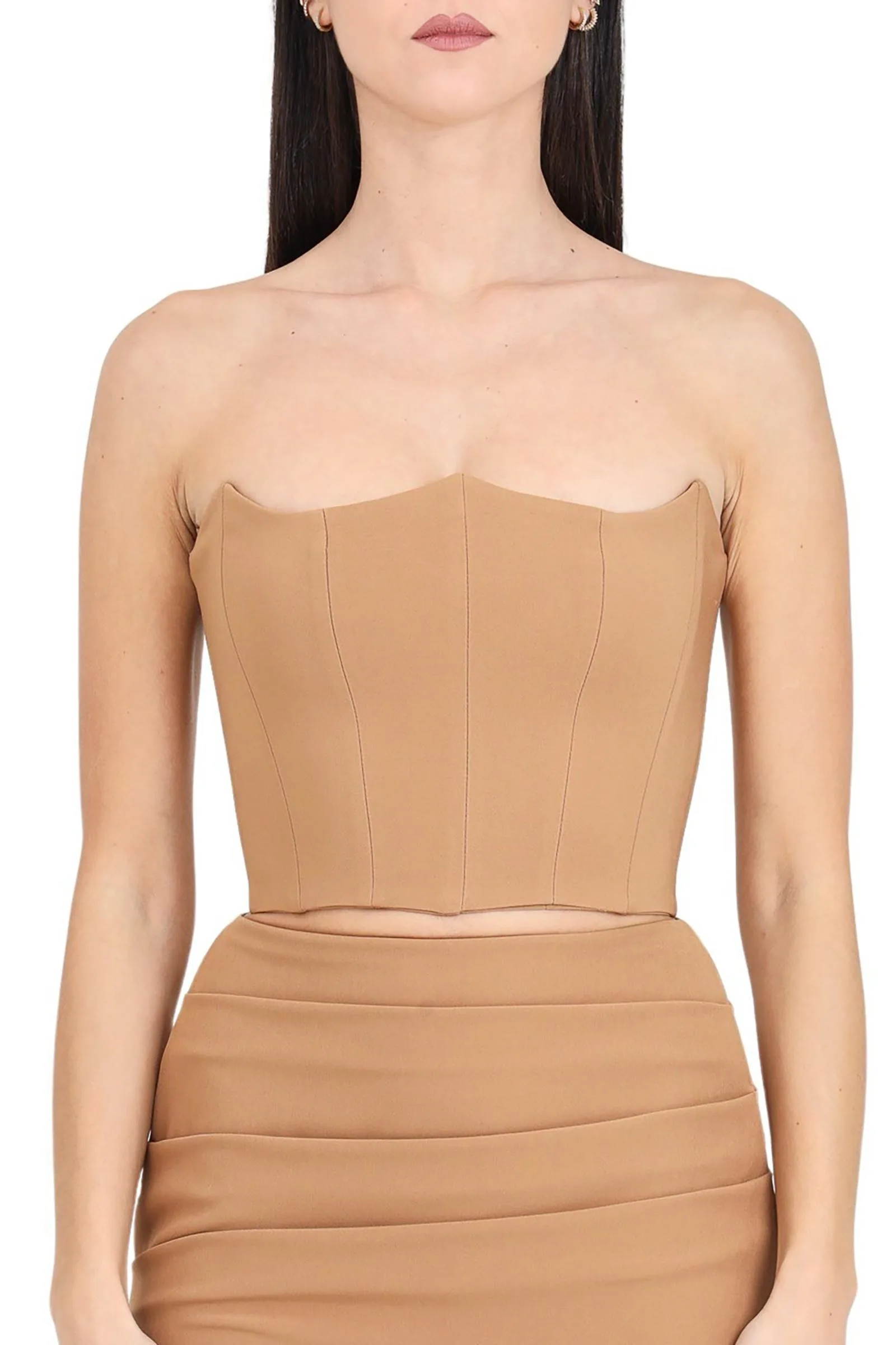 Top Corpetto con Zip Marrone