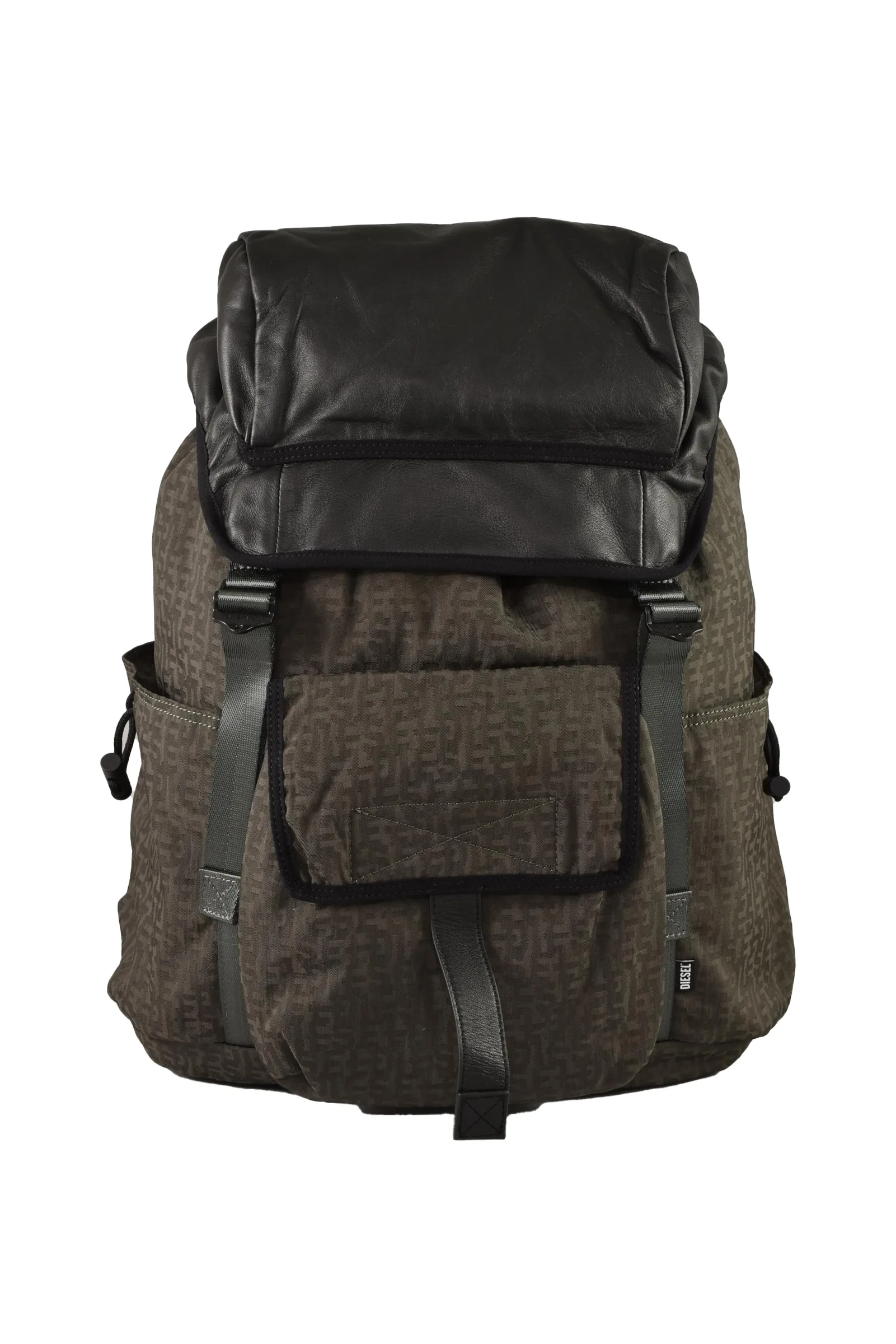 Zaino Grigio con coulisse e dettagli in pelle