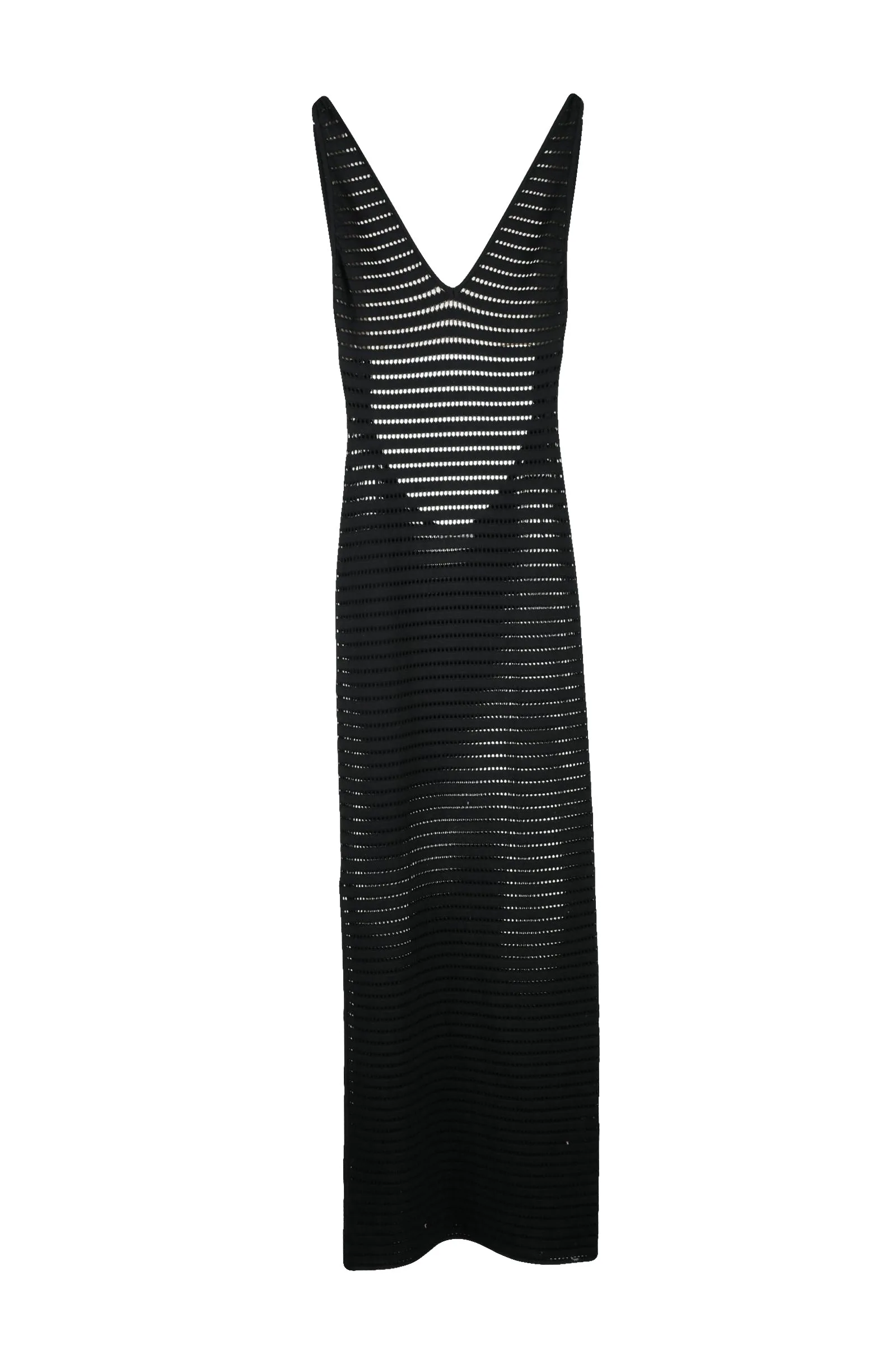 Abito Lungo in Maglia Stretch Nero