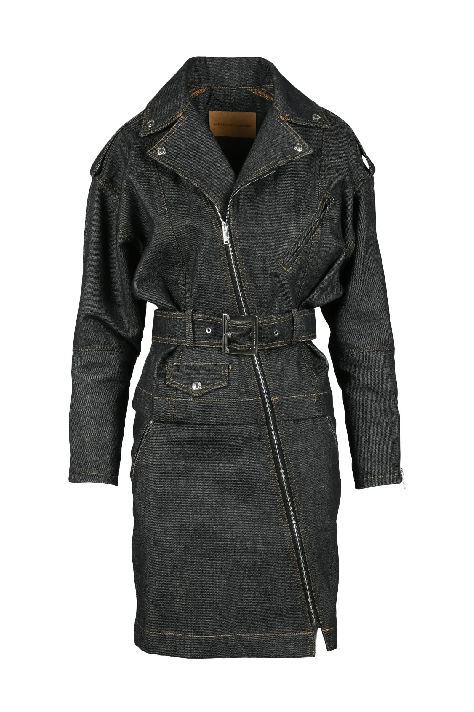 Abito Strutturato in Denim Nero