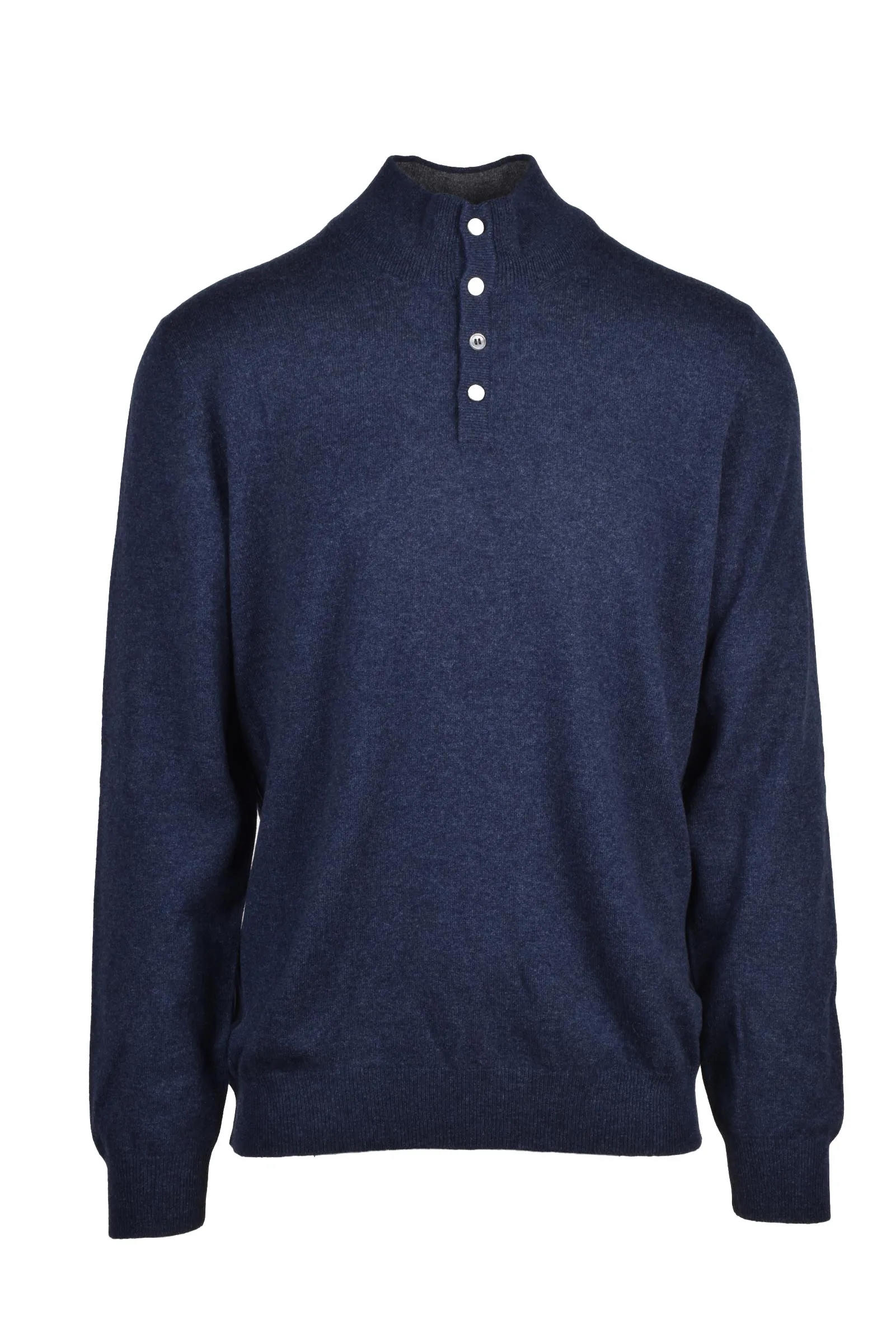 Pullover Lupetto con Bottoni Blu