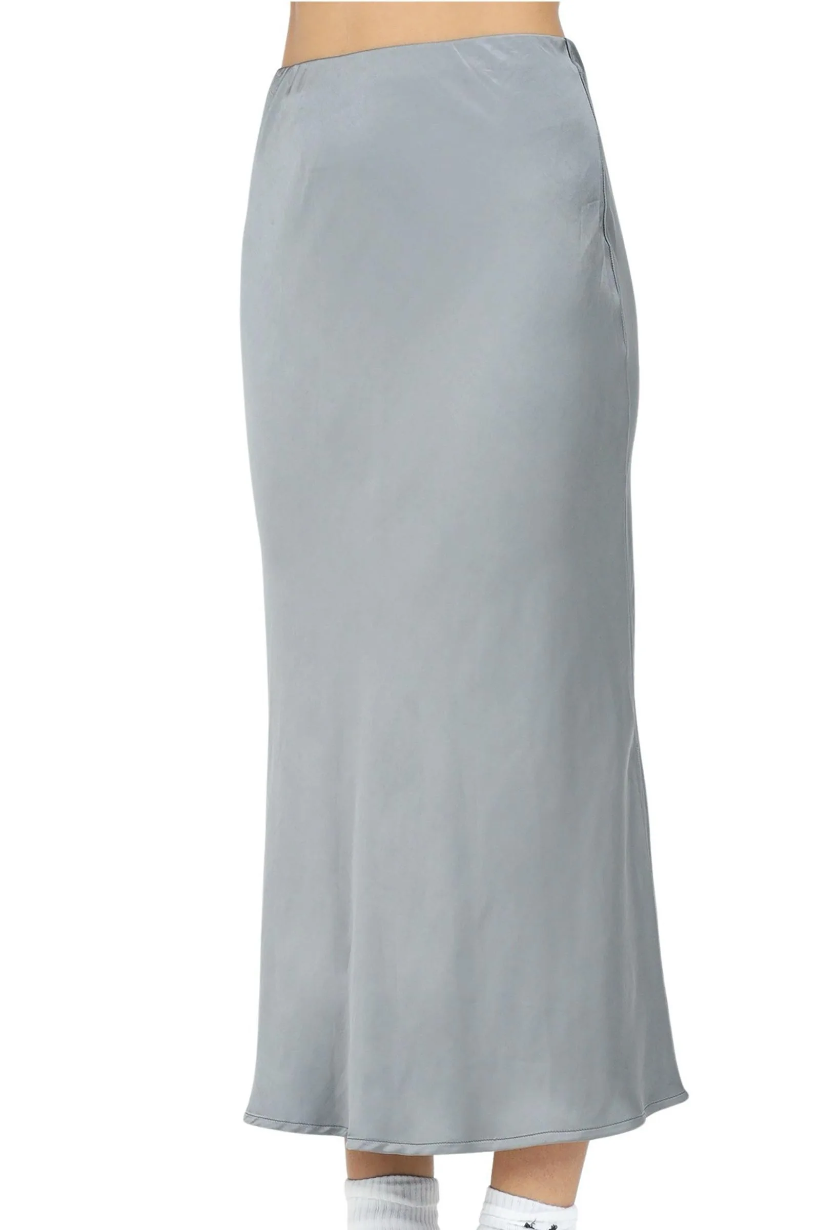 Gonna Lunga in Satin Grigio