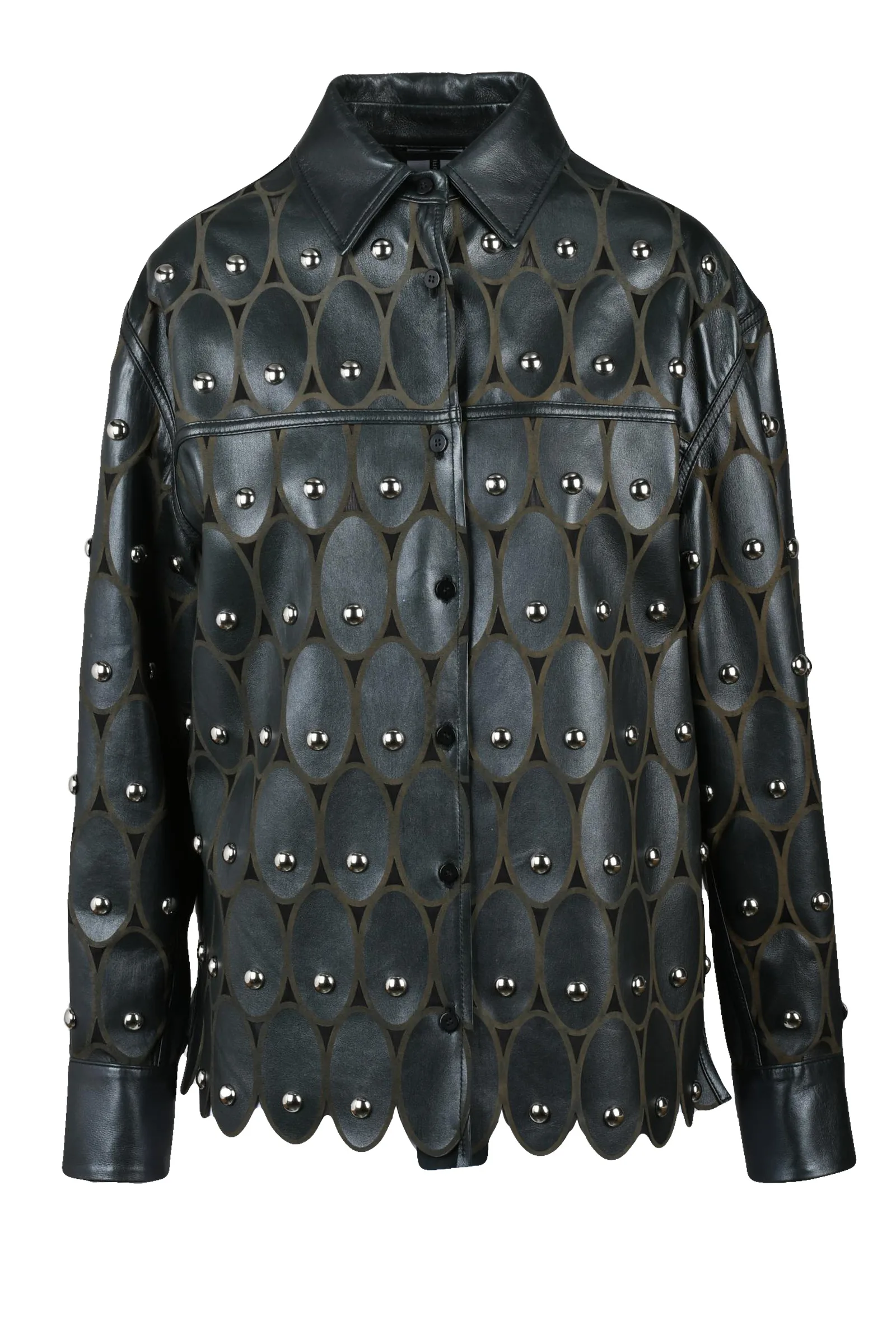 Camicia Traforata in Pelle Nero