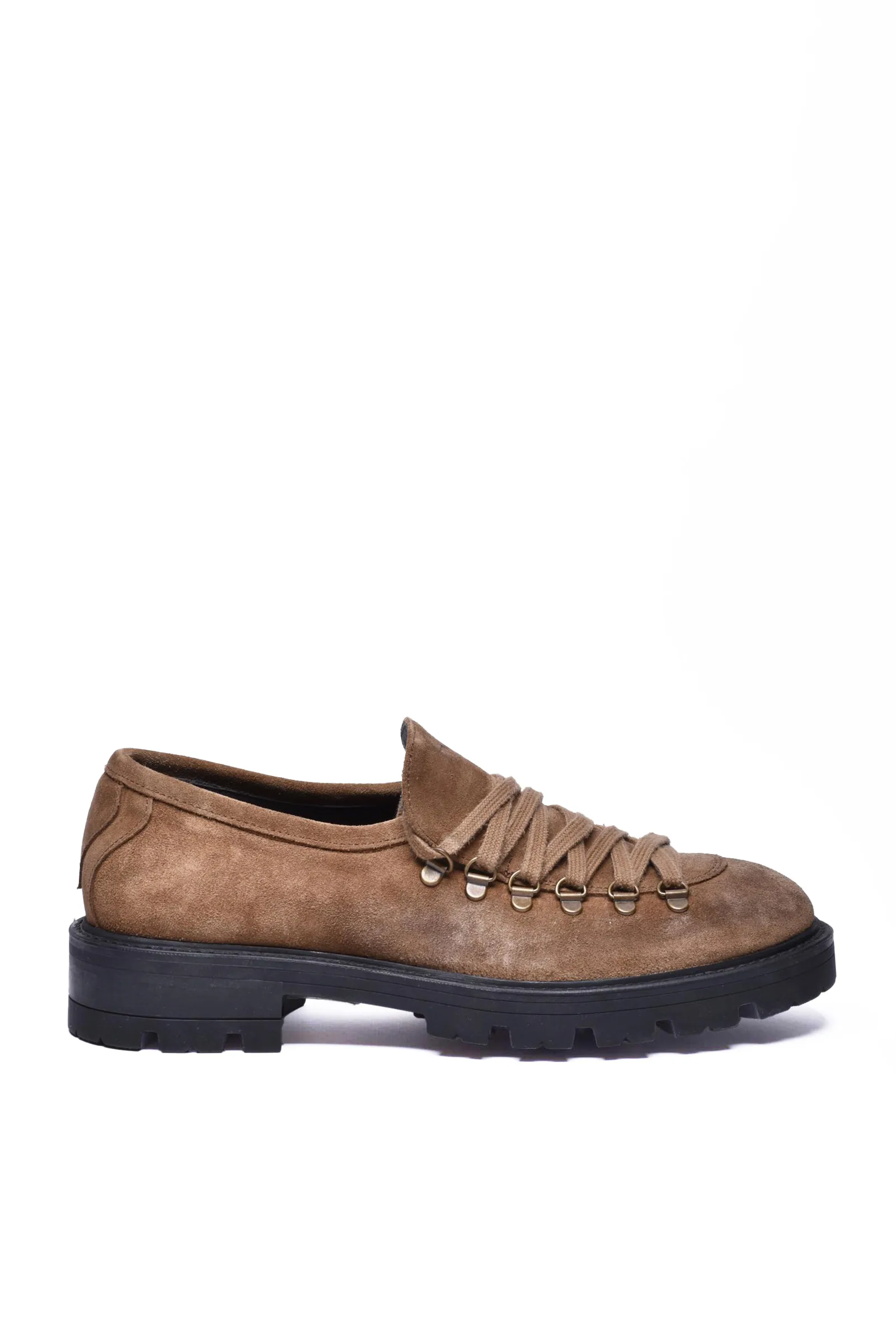 Stivali Stringati in Suede Marrone