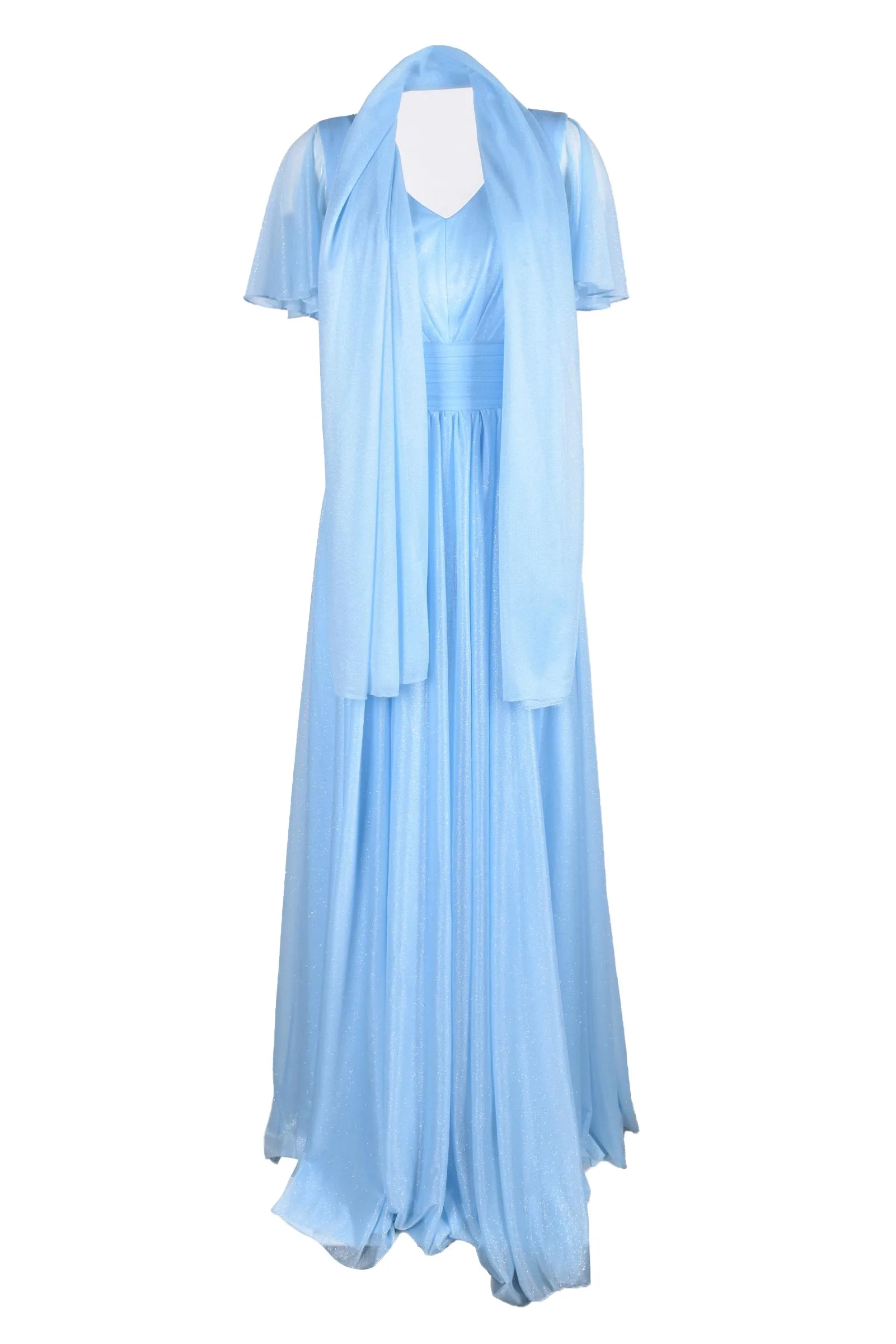 Le Damigelle Di Caroline M. Abito Lungo in Voile Azzurro