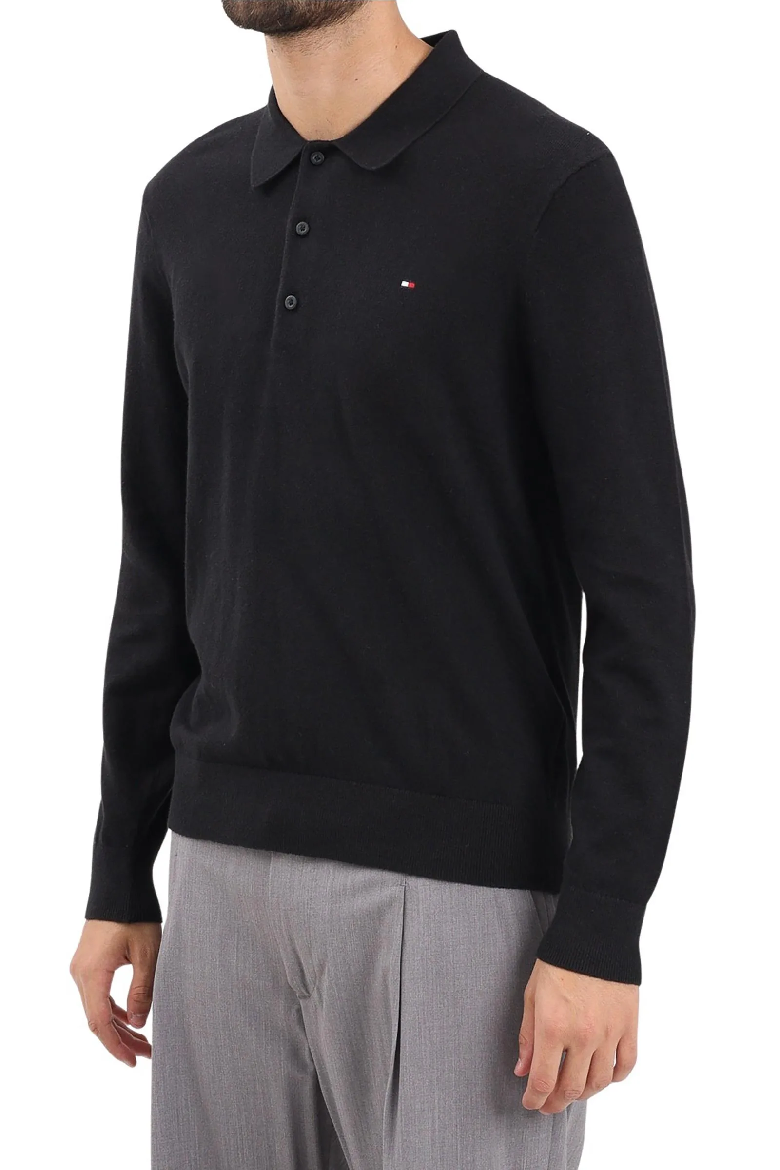 Polo in Maglia Nero