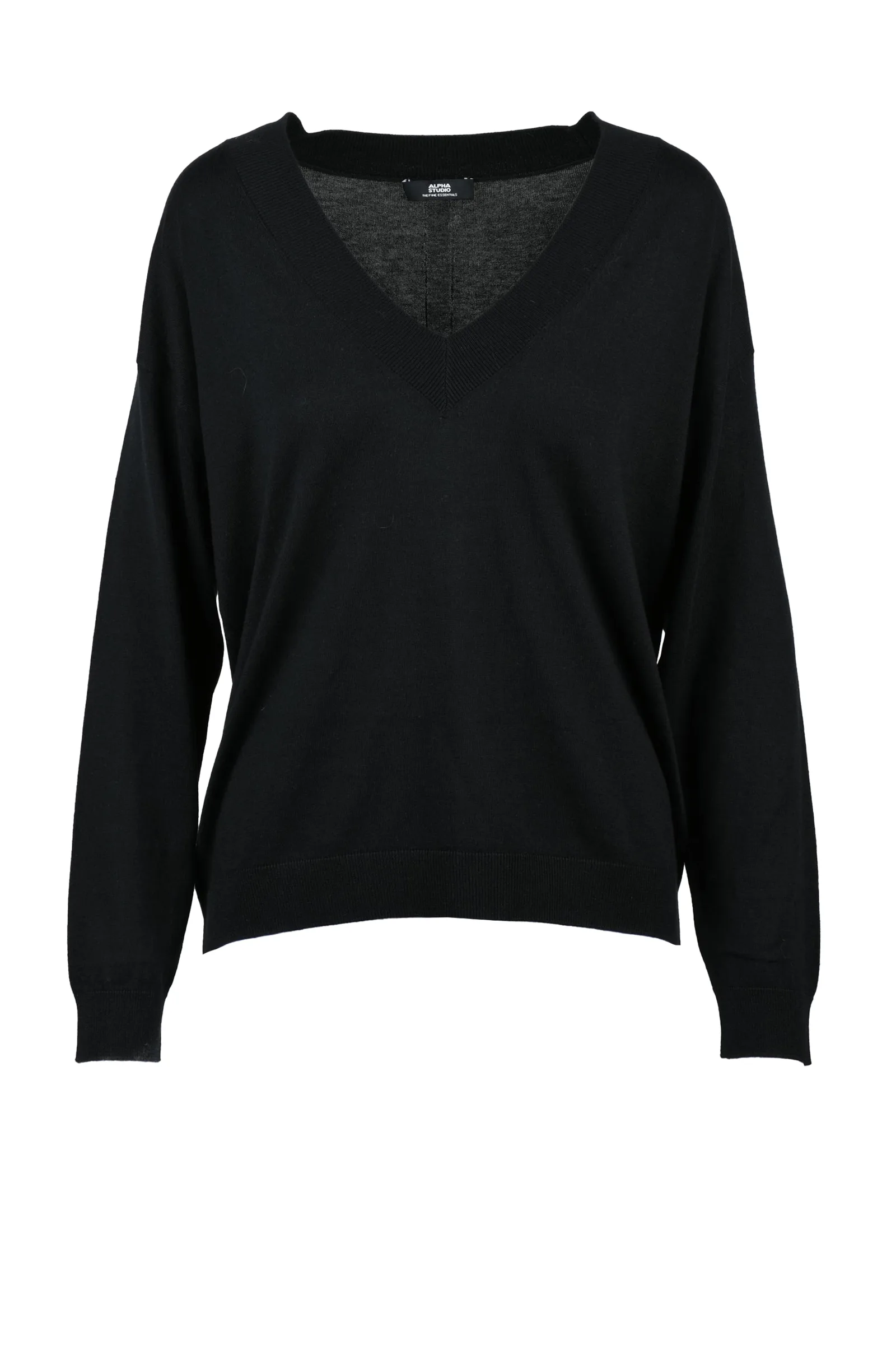 Pullover a V Donna Nero