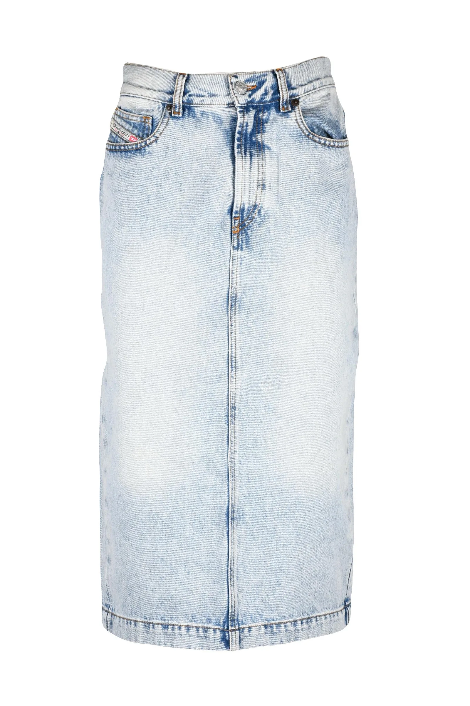 Gonna Longuette in Denim Blu
