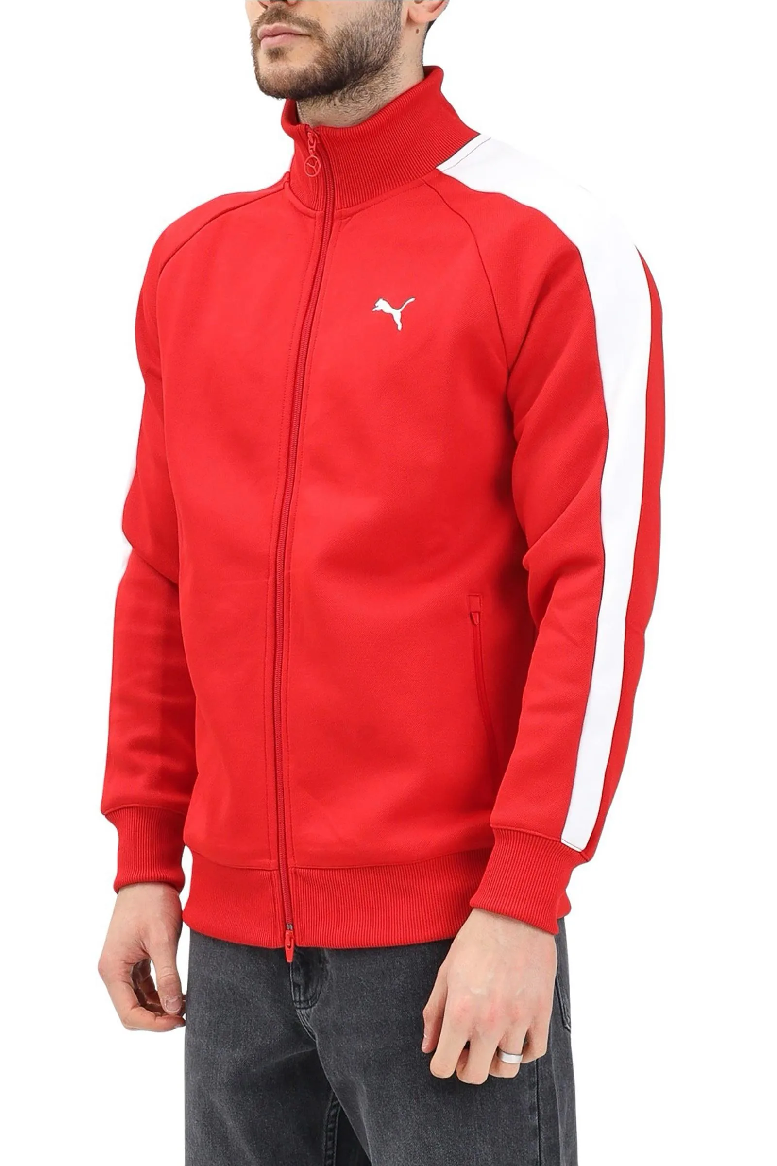 Felpa con Zip Rosso