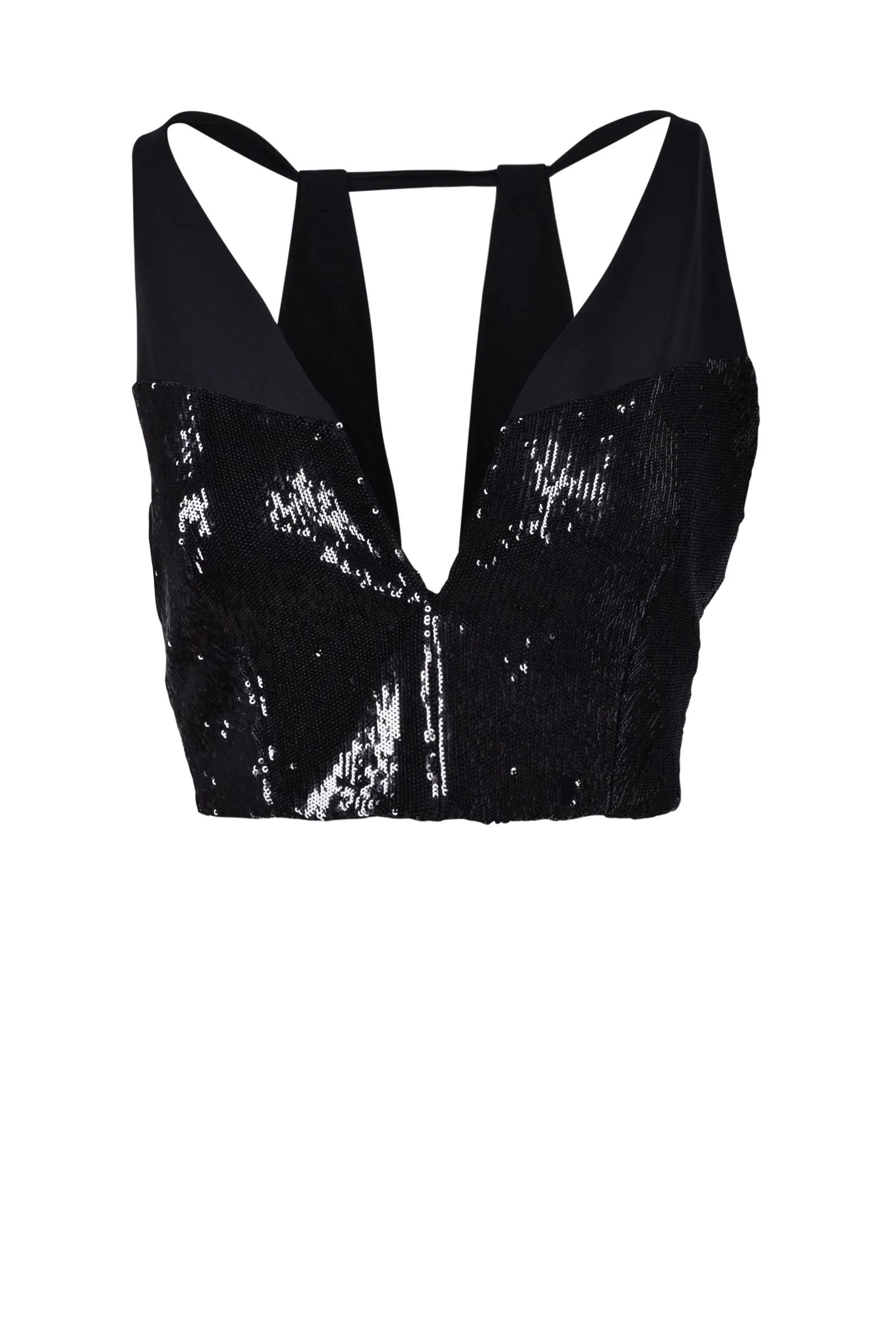 Maglia Top in Paillettes Nero