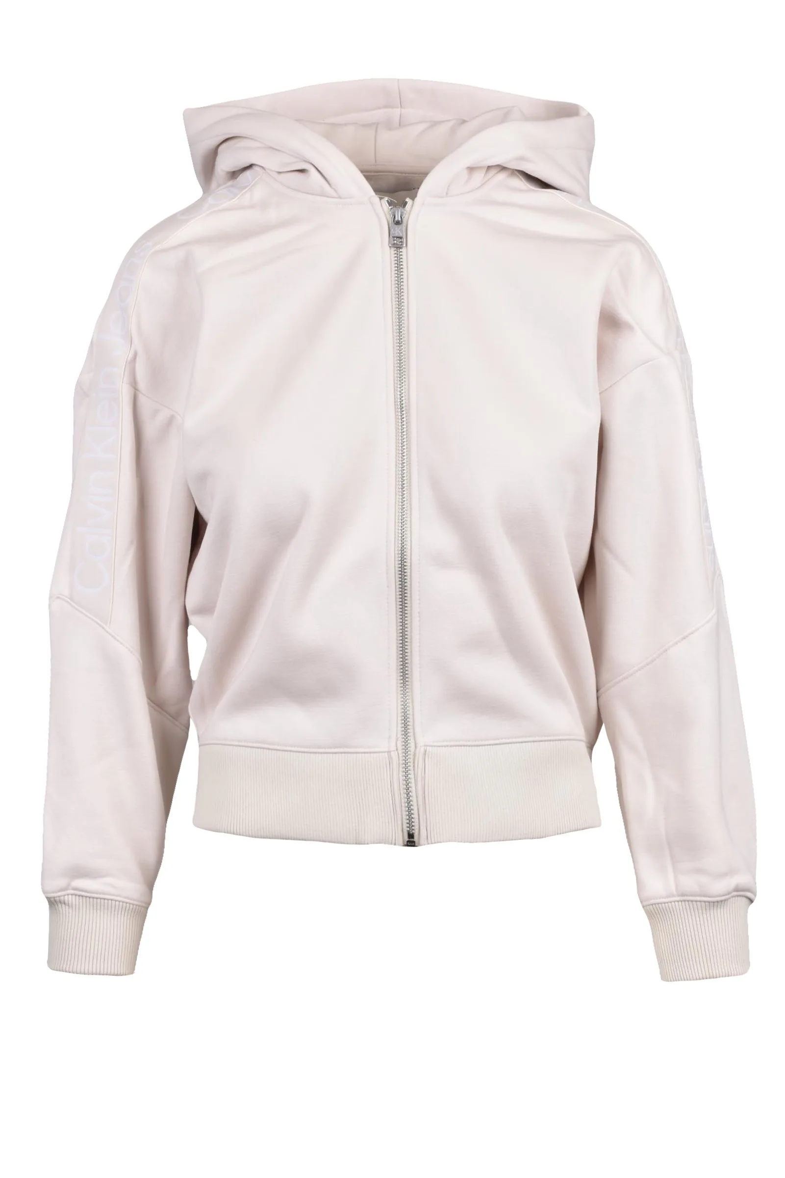 Felpa Corta con Zip Beige