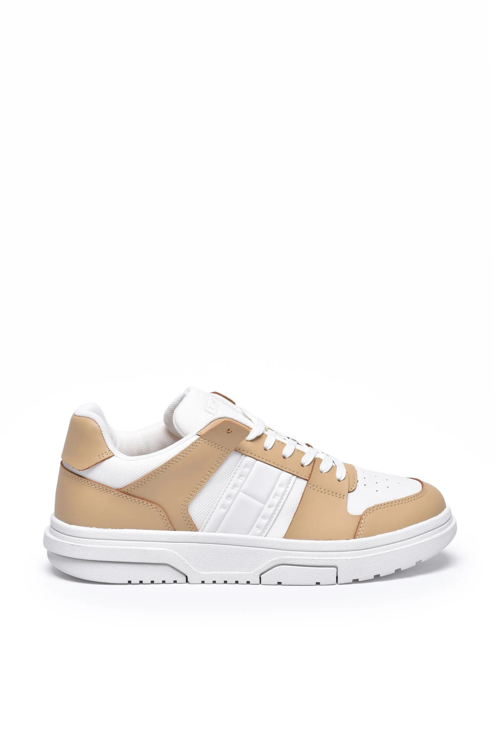 Sneakers Mix Material Bianco