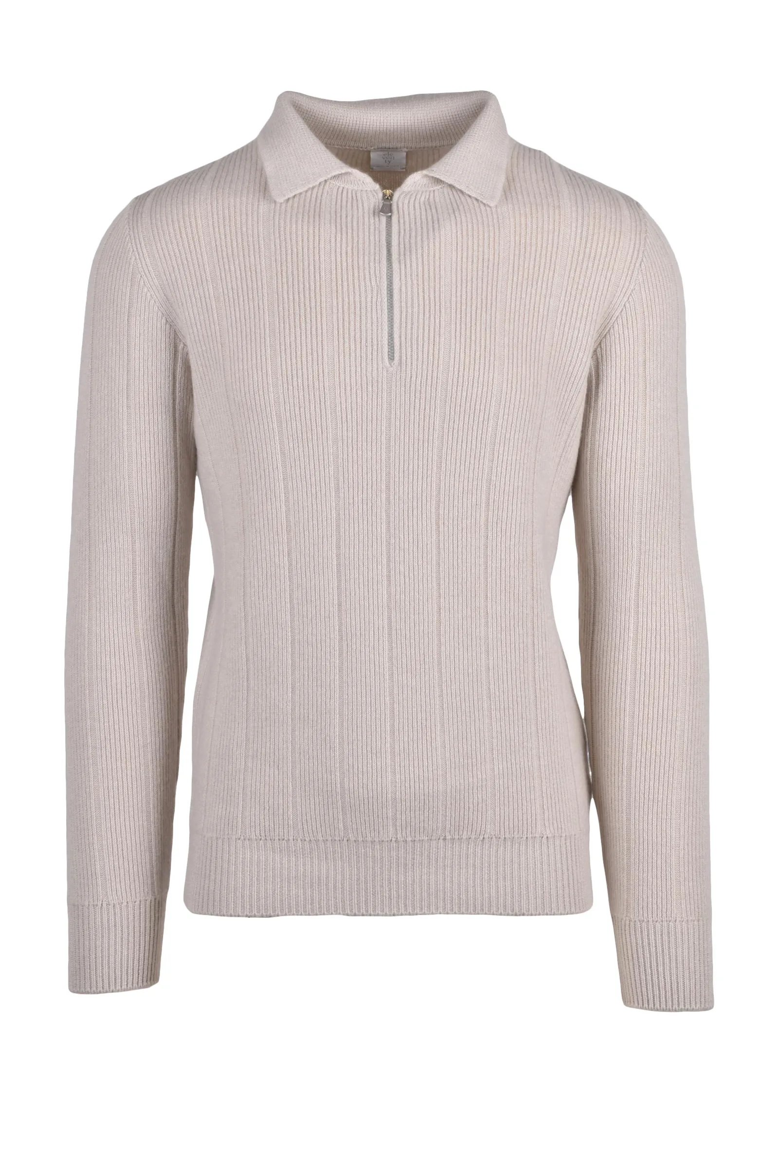 Maglia Collo con Zip Beige