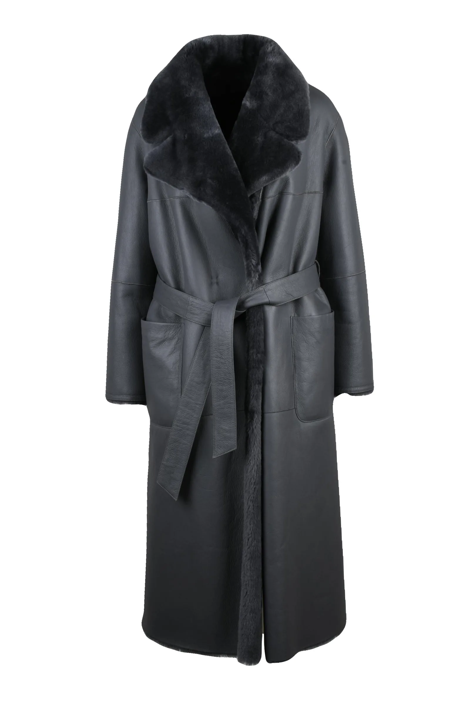 Trench in pelle Grigio