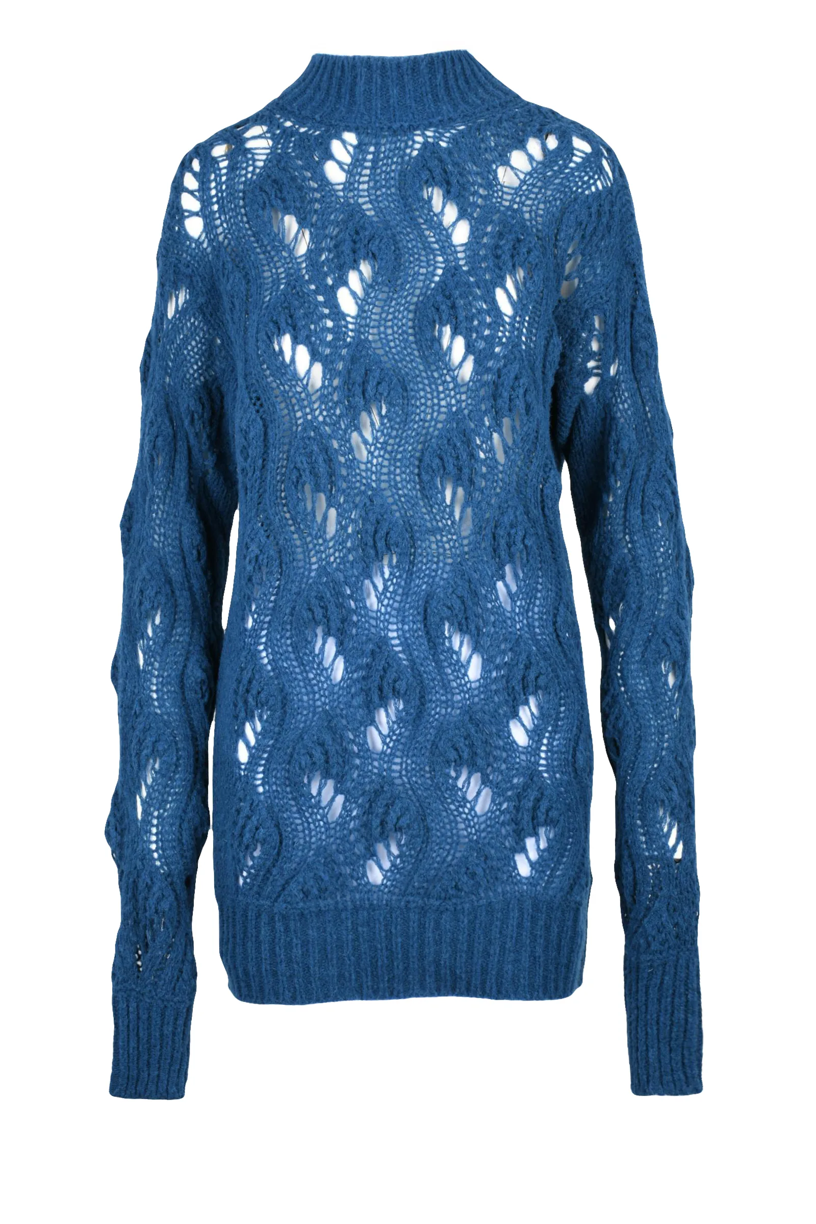 Maglione Lungo Traforato Blu