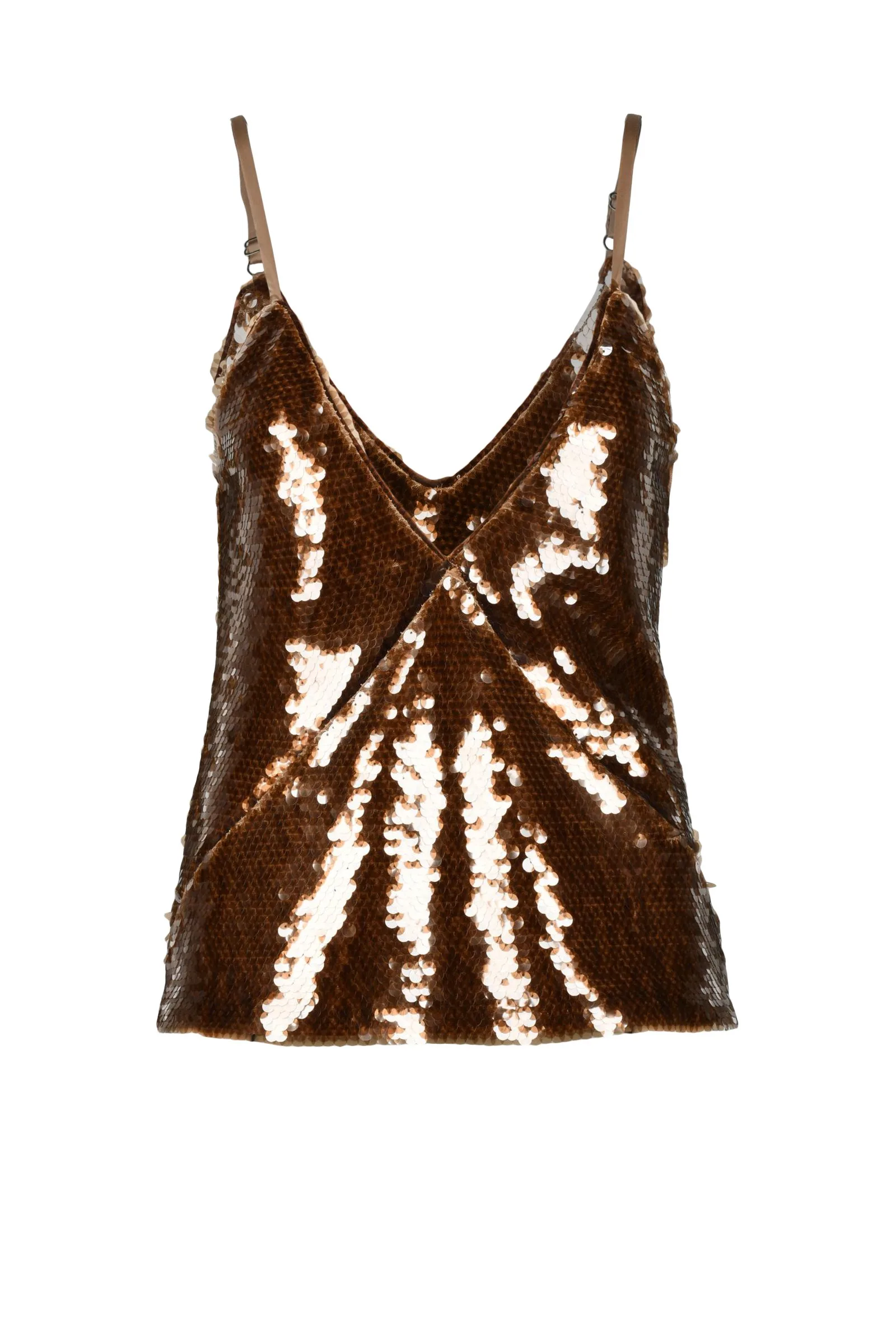 Canotta Total Paillettes Marrone
